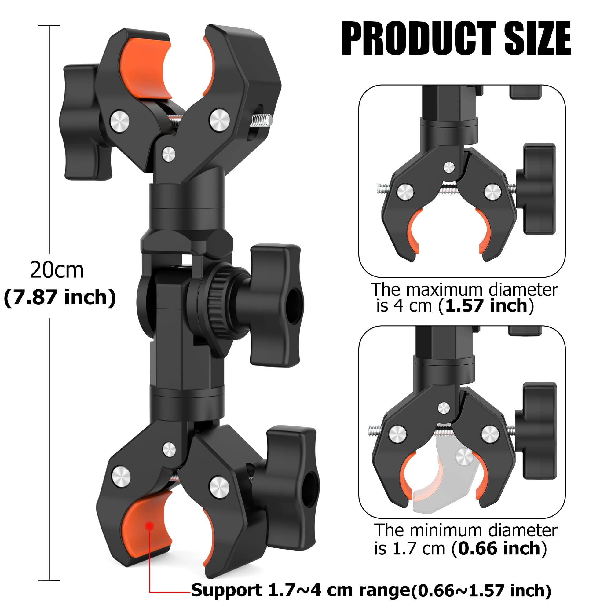 Double Clamp Mount Bracket Magic Arm With 1/4'' Screw Interface, Double Camera Clamp For Umbrella Clamp, Photo Studio Light Stan
