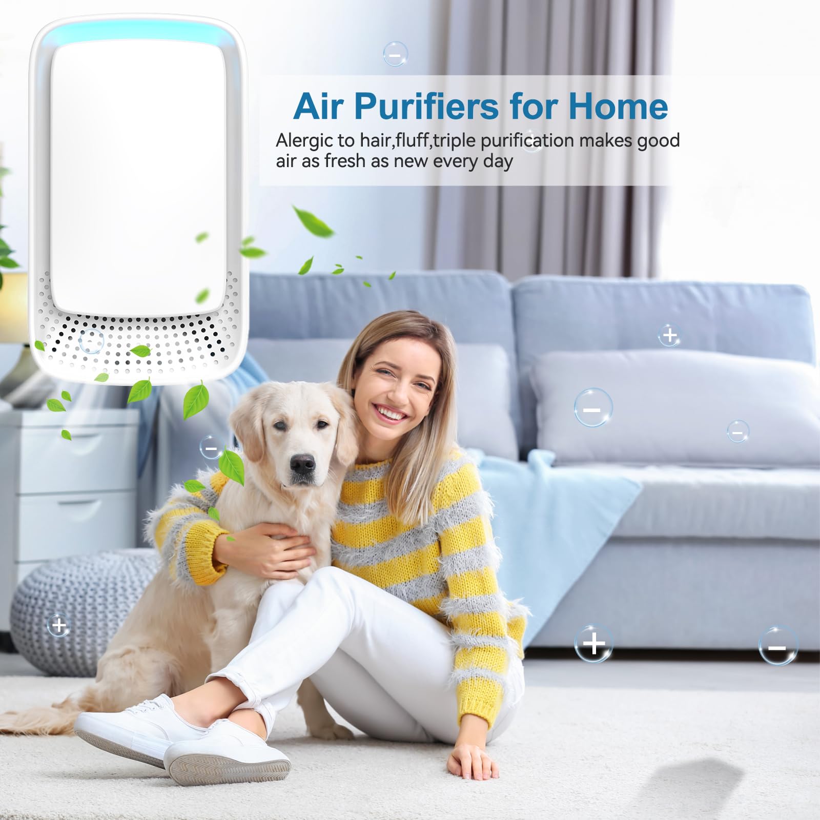 Klveu Negative Ion Plug In Air Purifier,Ionic Air Purifiers For Home, Bedroom, Office, Mini Portable Air Ionizers (1)