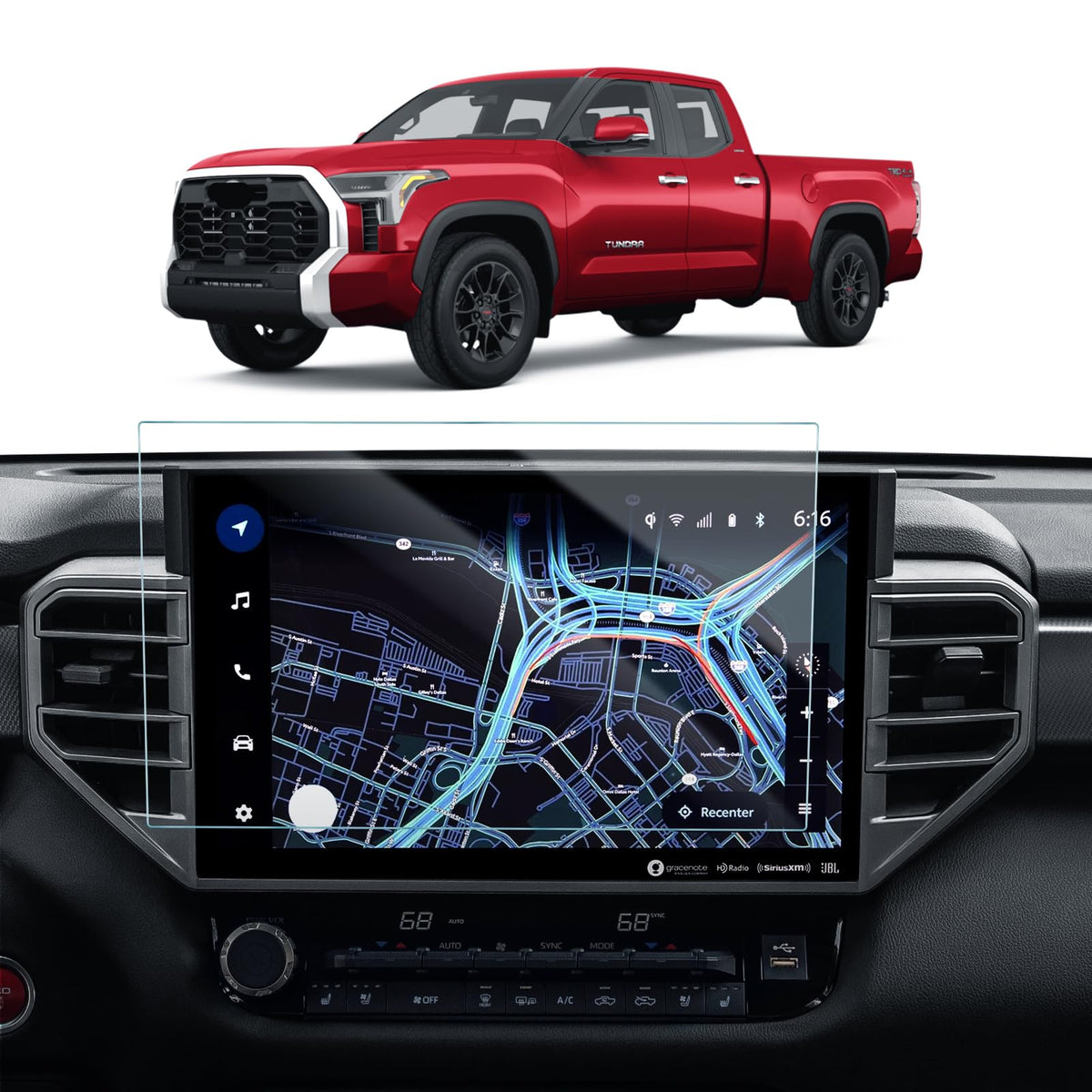 Lantu Matte Screen Protector For 2022-2024 Toyota Tundra & 2023-2024 Sequoia Accessories Tempered Glass Navigation Touchscreen P