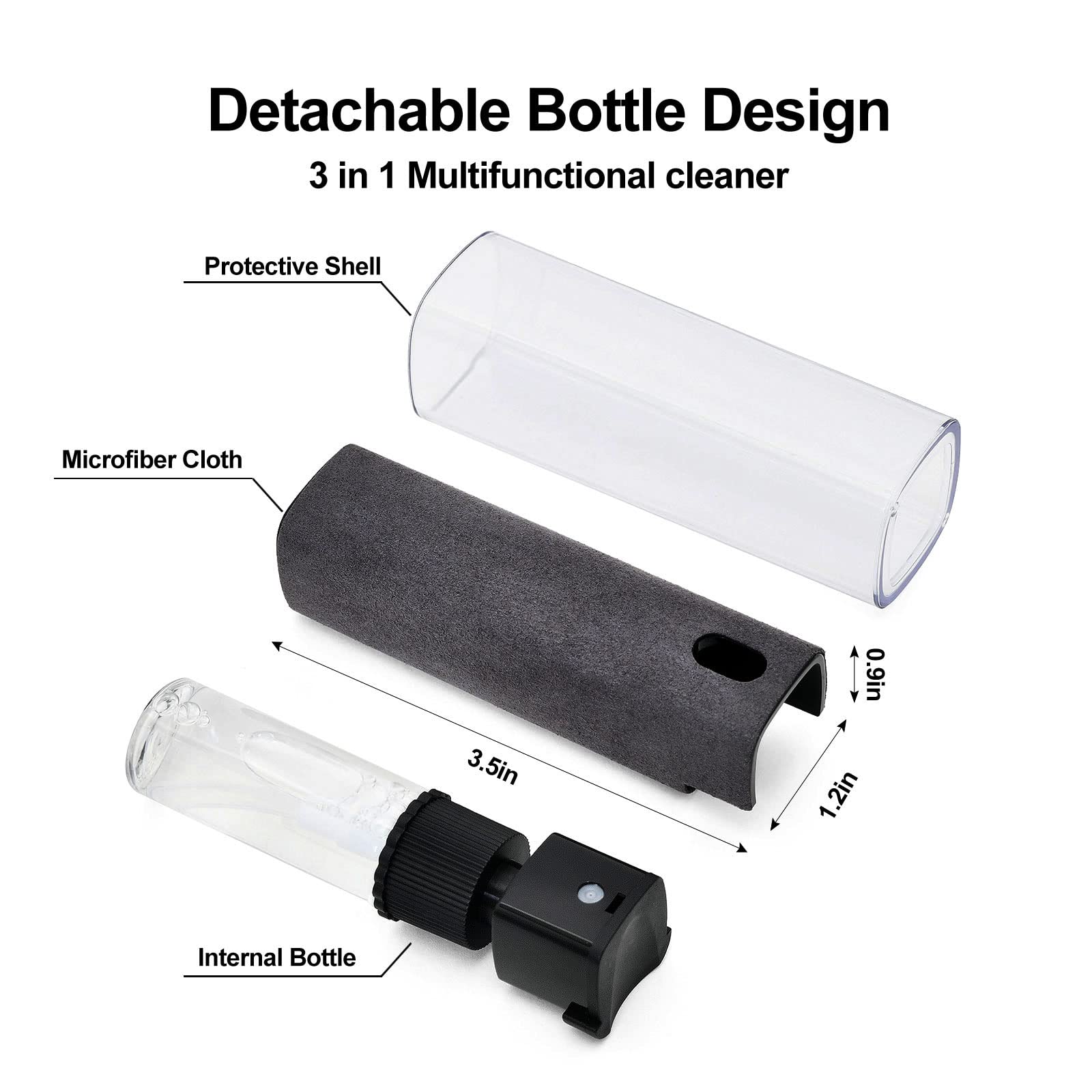 Hoxiver Fingerprint Proof Screen Cleaner 2PCS - Touchscreen Mist Spray for Smartphones, TVs, Laptops, Tablets - Black