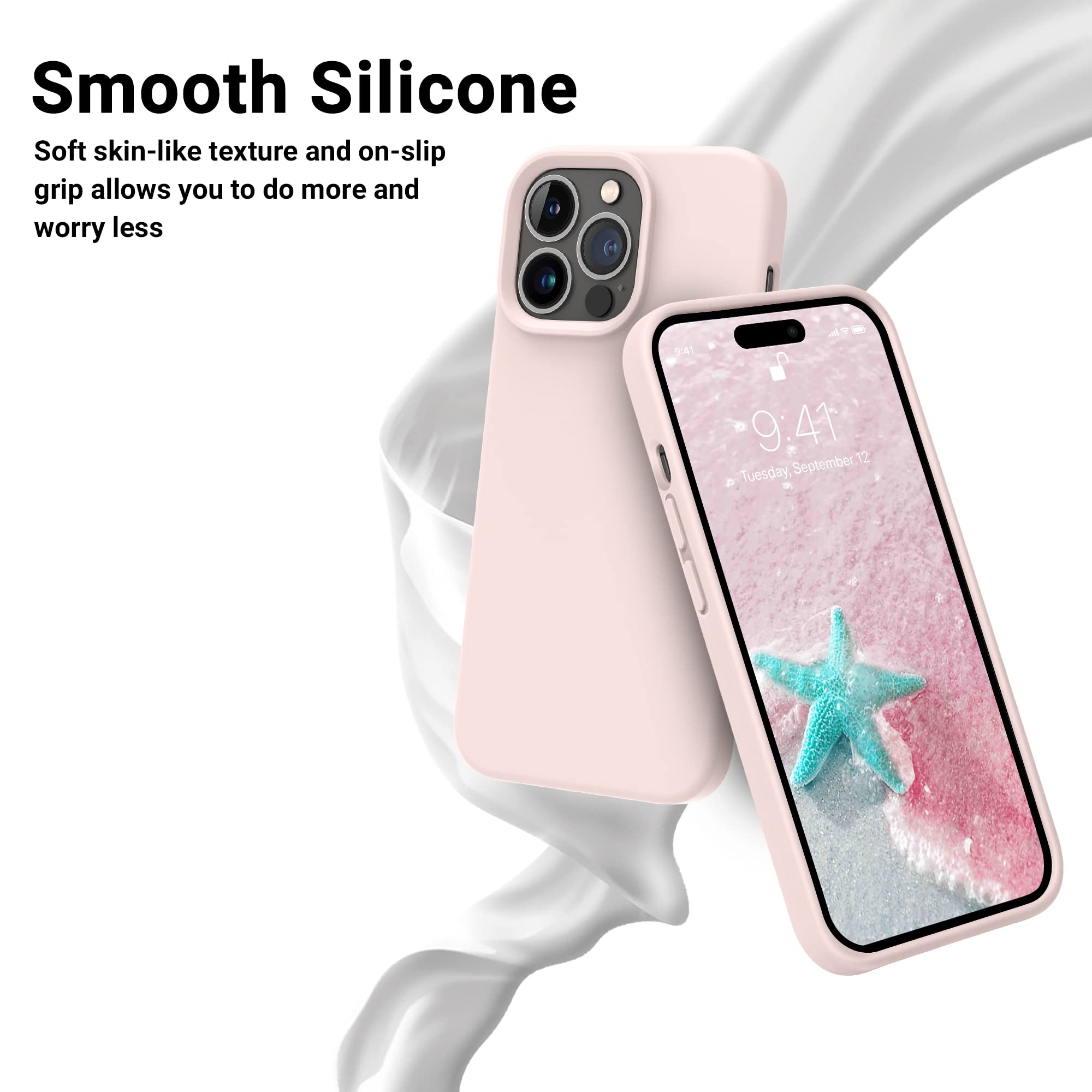 Otofly Designed For Iphone 14 Pro Case, Silicone Shockproof Slim Thin Phone Case For Iphone 14 Pro 6.1 Inch (Chalk Pink)