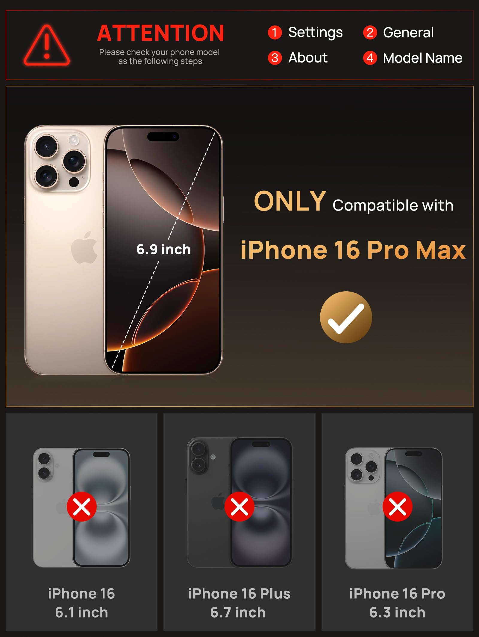 Vihibii For Iphone 16 Pro Max Case With Card Holder (4 Cards) [Rfid Blocking] & Slide Camera Cover, Military Grade Drop Protecti