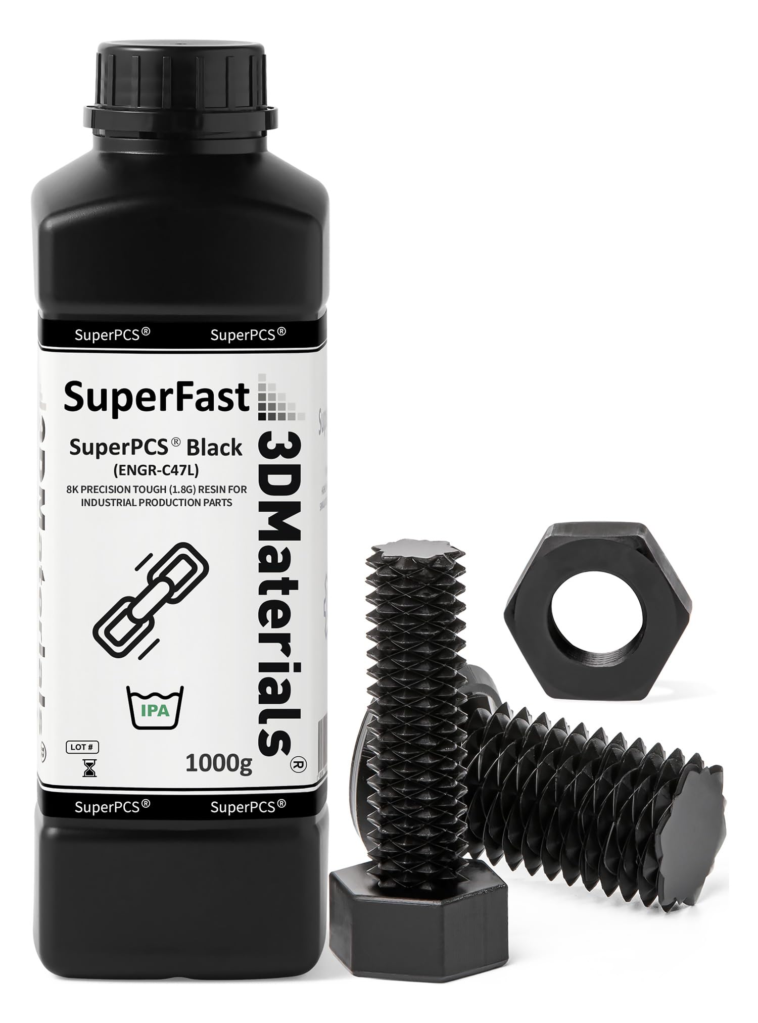 Superpcs 3D Printer Resin, Toughest And Fastest, 50Um 1.8Gpa Print In 1.5 Sec, Made In Korea By 3Dmaterials (1000G, Black)