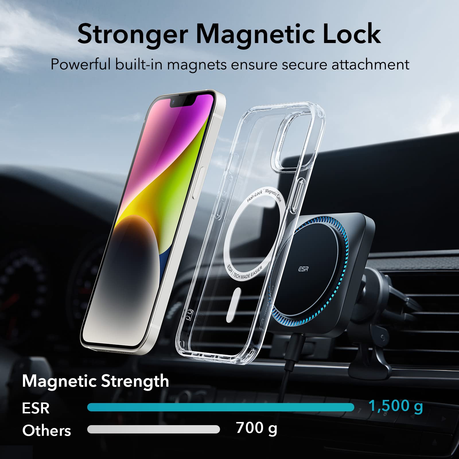 Esr Classic Hybrid Magnetic Case With Halolock, Compatible With Iphone 14 Plus Case, Compatible With Magsafe, Shockproof Militar