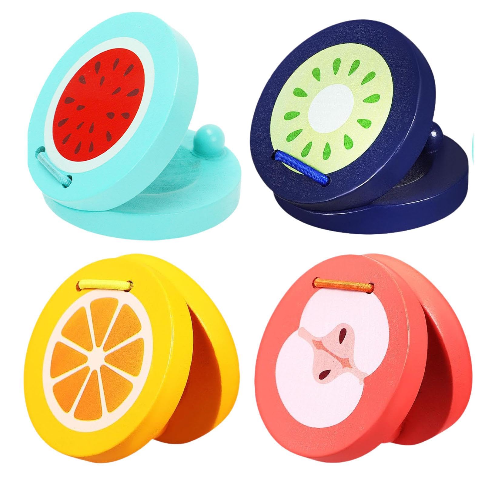 SECRET DESIRE 4x Finger Castanets Teaching Aid Wood Castanet for Kids Girls Boys Preschool