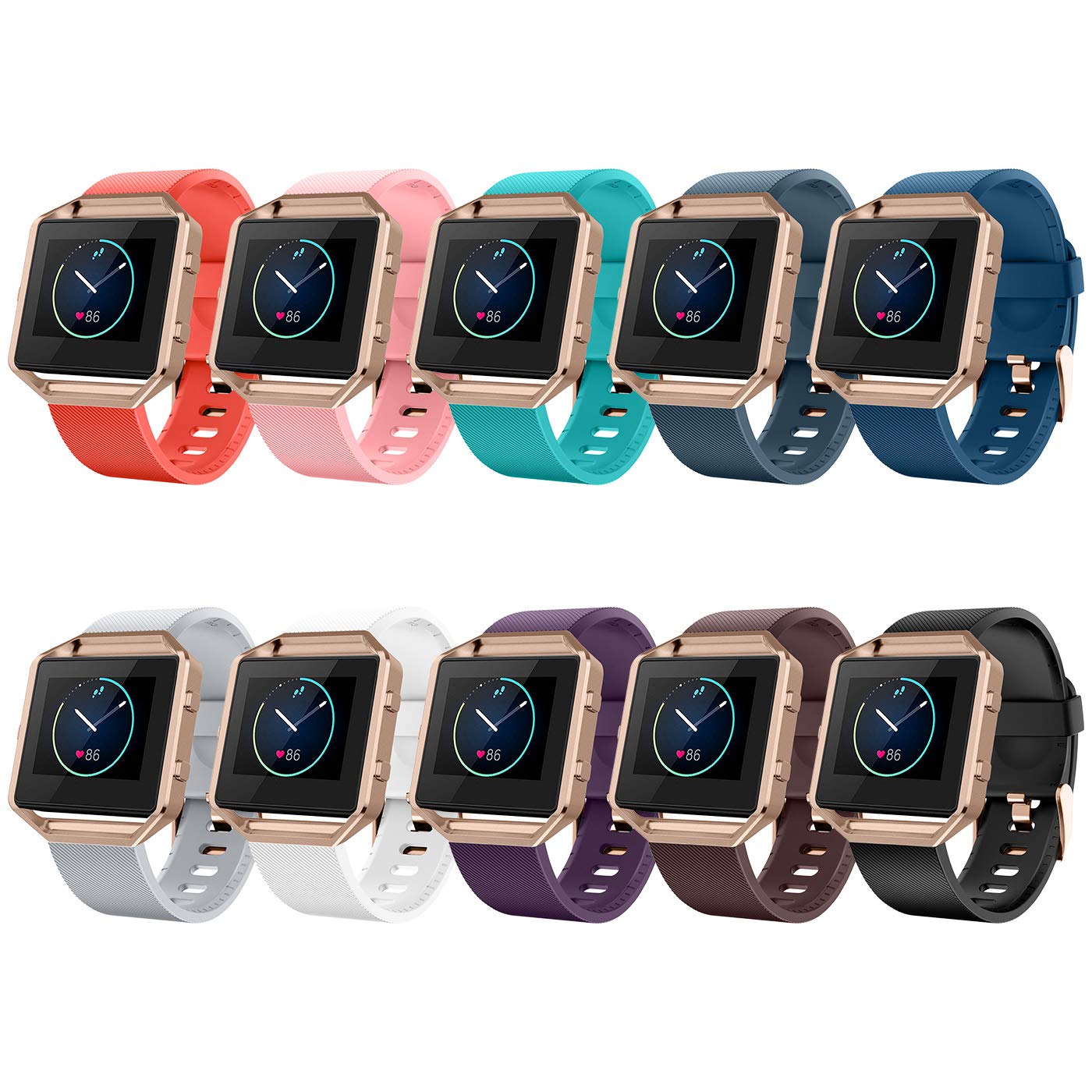 Leefox Compatible Fitbit Blaze Bands With Frame, Sport Silicone Replacement Strap For Fitbit Blaze Smart Fitness Watch Accessory