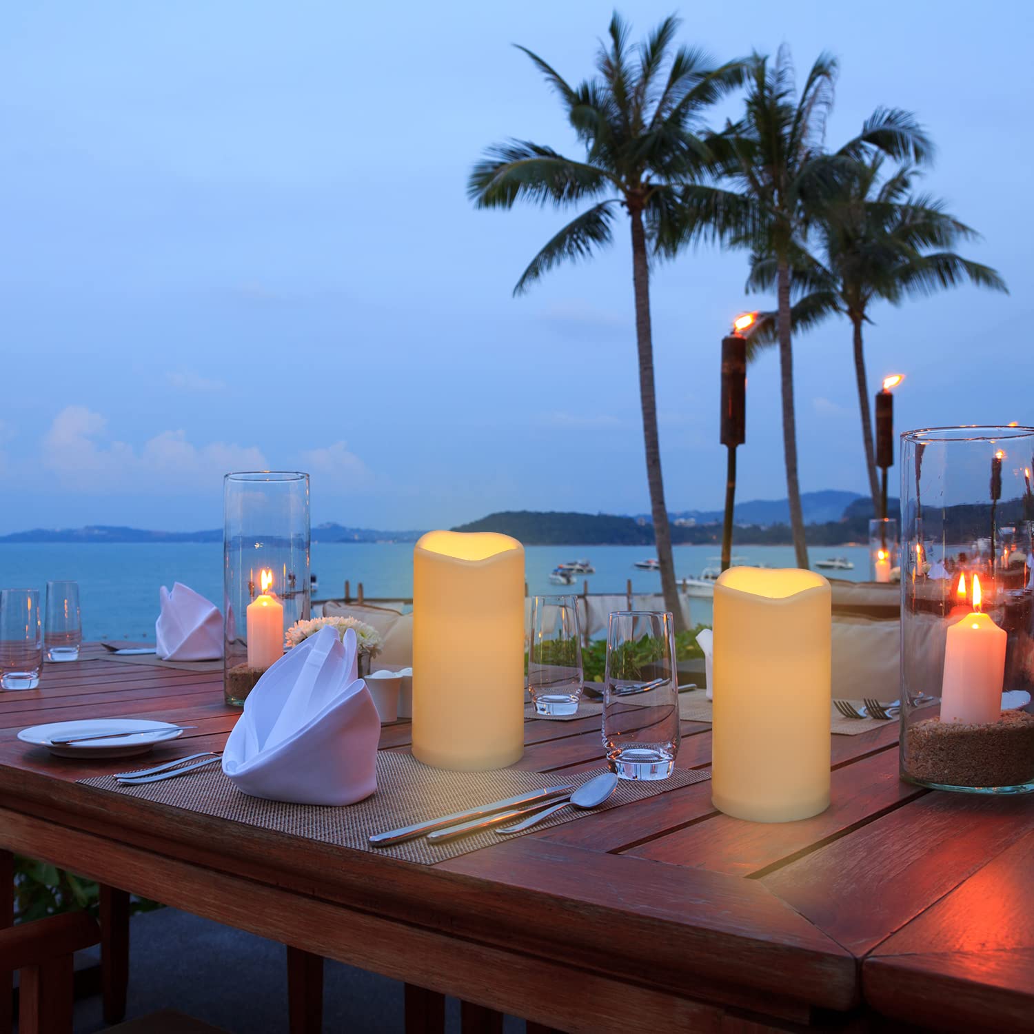 Artmarry Flickering Flameless Candles 12 Pack Large (D 3.0'' X H 6'') Led Candles Pillar Outdoor Indoor Waterproof Battery Opera