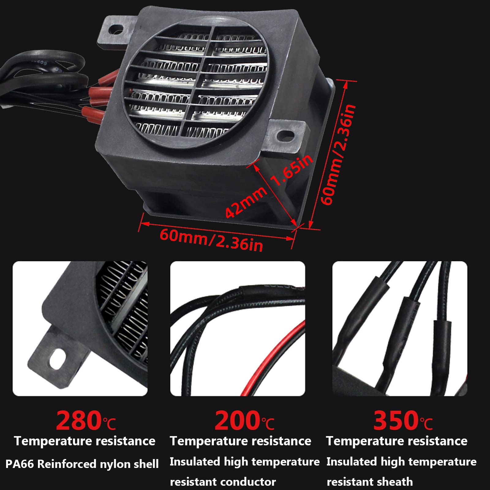 Ptc Fan Heater 110V 200W Electric Ceramic Energy Saving Constant Temperature Thermistor Insulation Air Auto Car Heating Element