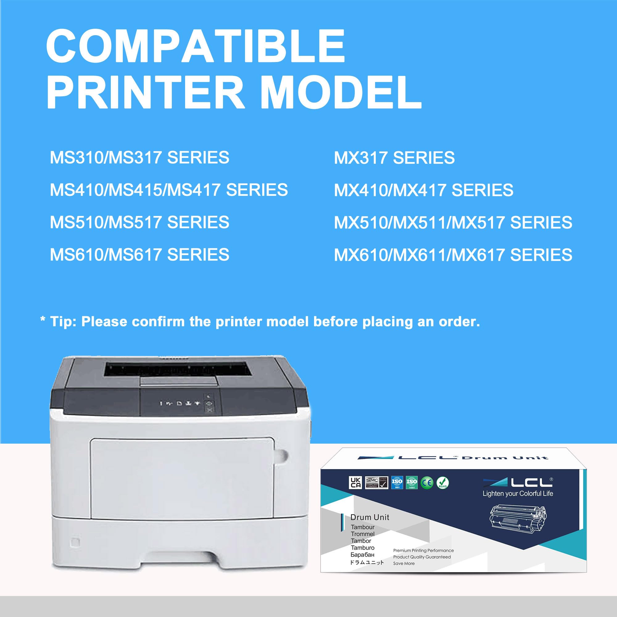 Lcl Remanufactured Drum Unit Replacement For Printer Lexmark 500Z 500Zg 50F0Z00 50F0Z0G Ms310D Ms310Dn Mx310Dn Ms410D Ms410Dn Mx