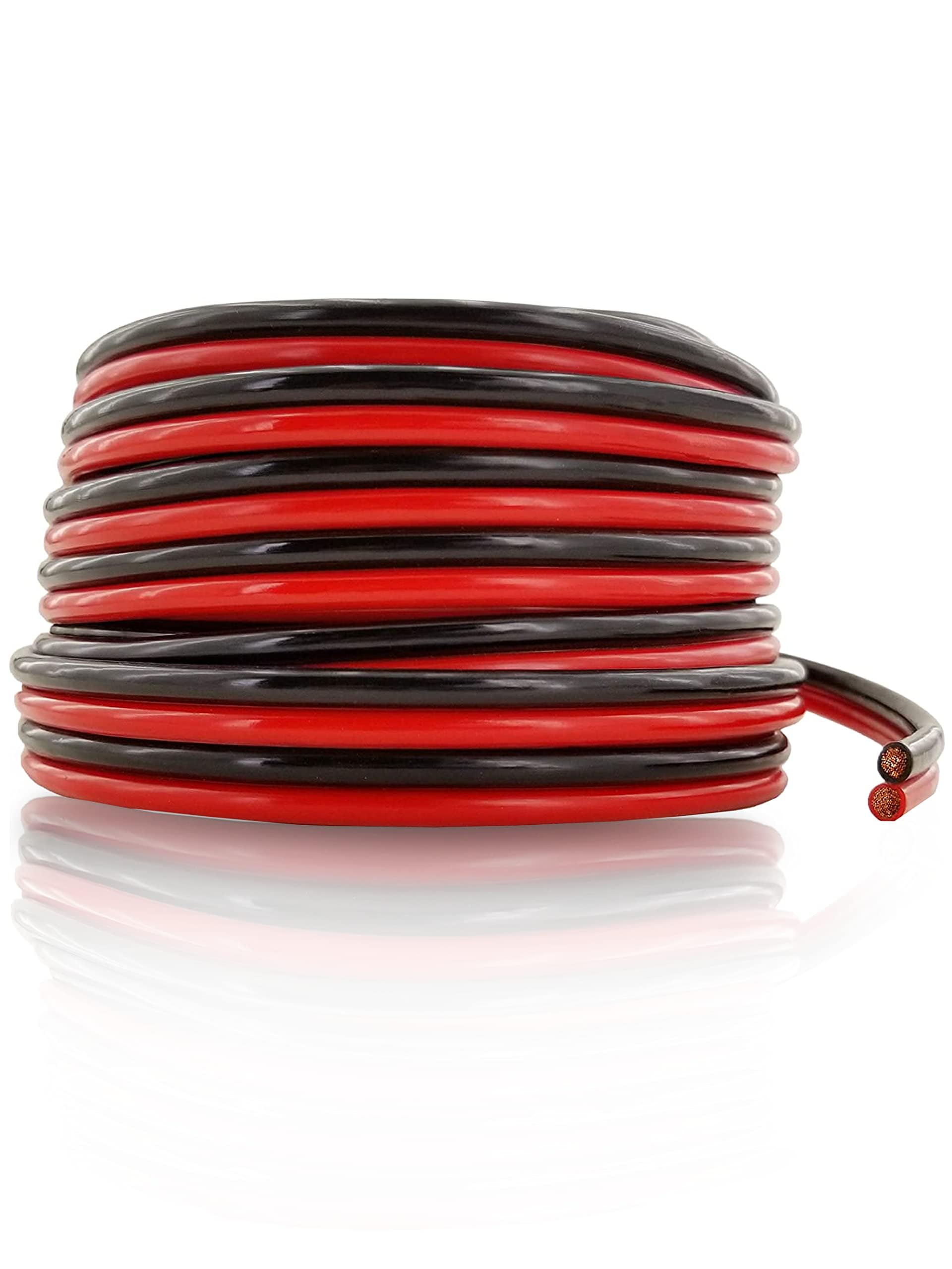 Gs Power Flexible 10 Awg (American Wire Gauge) 50 Feet Stranded Oxygen Free Copper Red/Black Bonded Zip Cord Cable For Car Audio