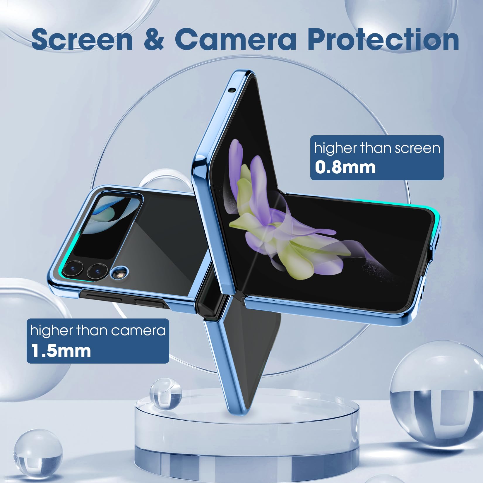 Mateprox Compatible With Samsung Galaxy Z Flip 3 Case, Slim Thin Lightweight Protective Phone Case With Clear Back With Electrop