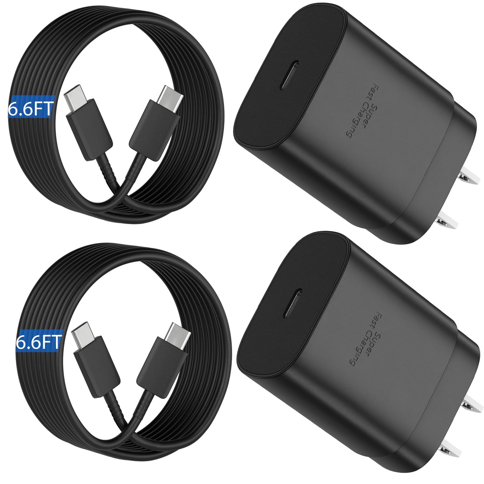 25W Super Fast USB C Charger Block & 6.6FT Android Phone Type C Charger Cable Cord for Samsung Galaxy S25 Ultra/S24+/S24/S23 Ult