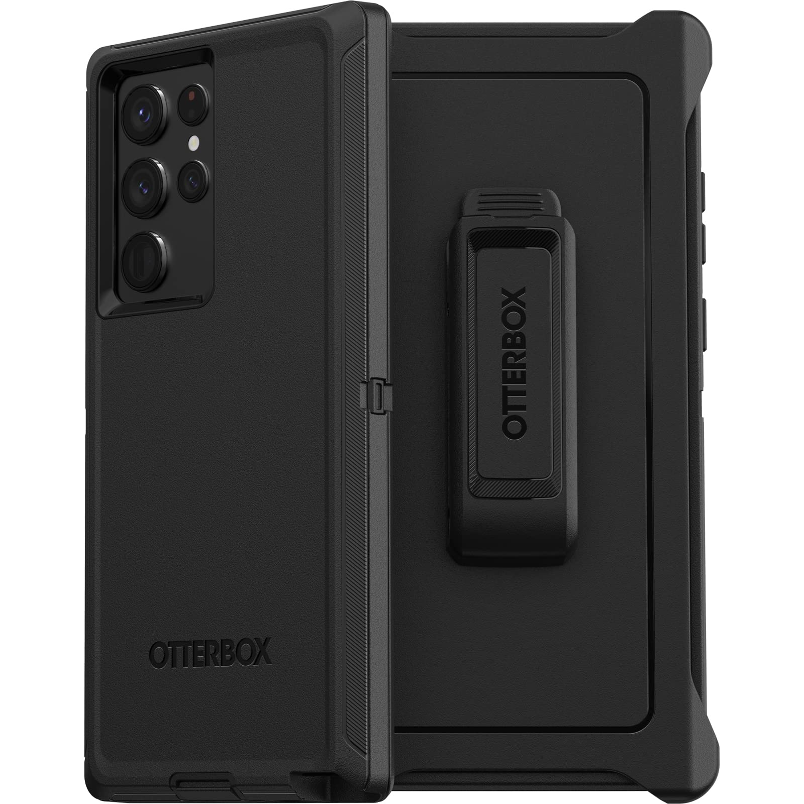 Otterbox Galaxy S22 Ultra Defender Series Case   Black, Rugged & Durable, With Port Protection, Includes Holster Clip Kickstand