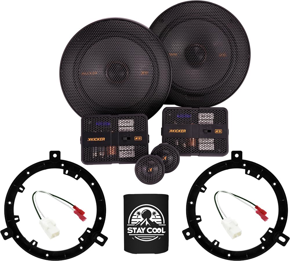 KICKER Dash/Overhead 6.75 Speakers Kit for Jeep Wrangler 2007-2017 Upgrade Kit - Pair of KS Series 6 3/4 Inch Component Speakers