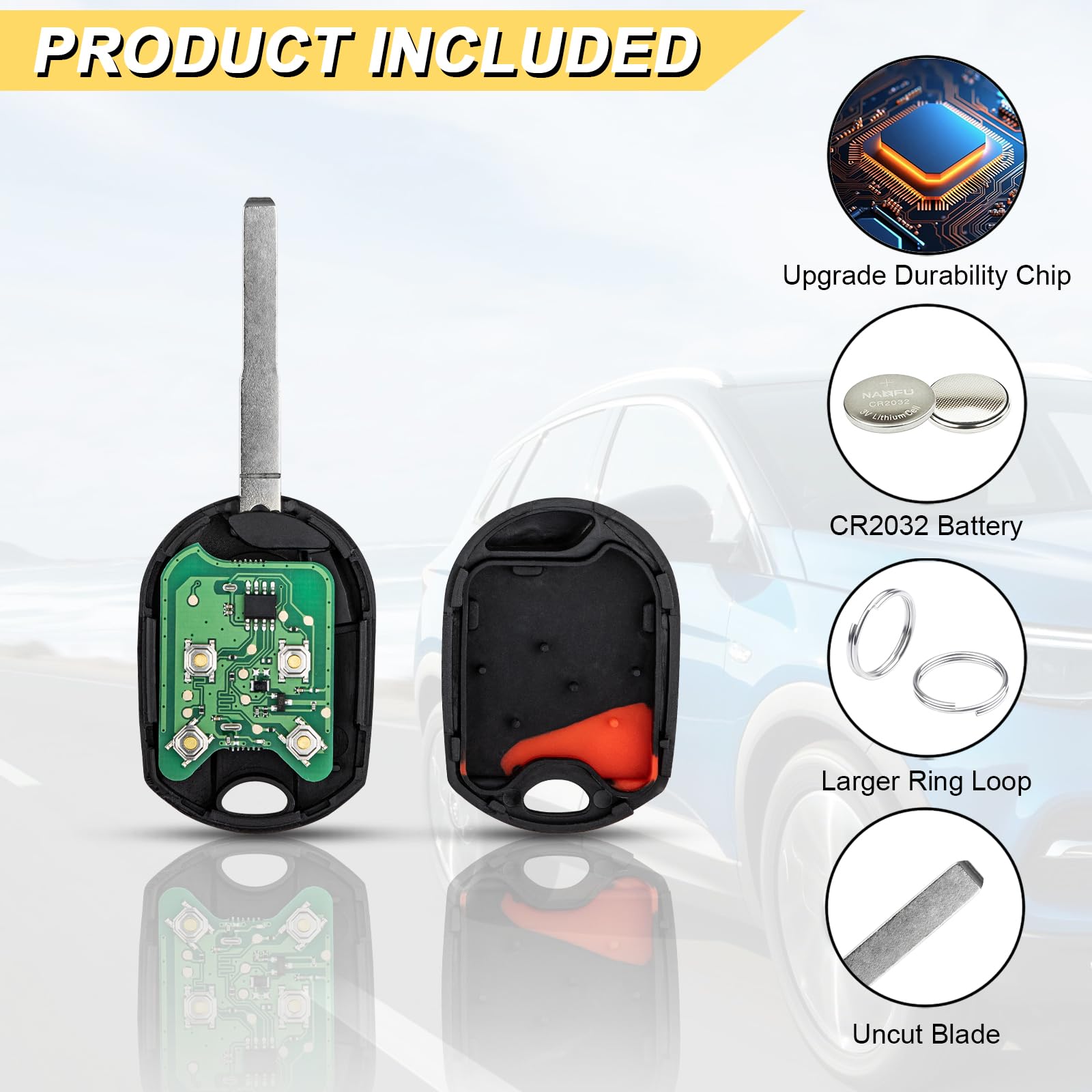 Vurkcy Key Fob Replacement For 2012-2019 Ford Focus/ 13-19 Escape C-Max/ 15-18 Fiesta/ 14-20 Transit Car Keyless Entry Remote Co