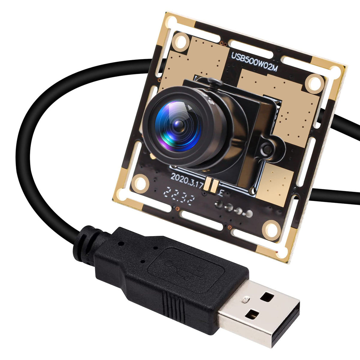 Elp 5Mp Hd Usb Camera Module For Computer Mini Uvc Usb2.0 Video Embedded Webcam Board With 2.8Mm Lens Ov5640 Laser Engraver Lightburn Camera,3.3Ft/1M Cable For Pc, Laptop, Jetson Nano