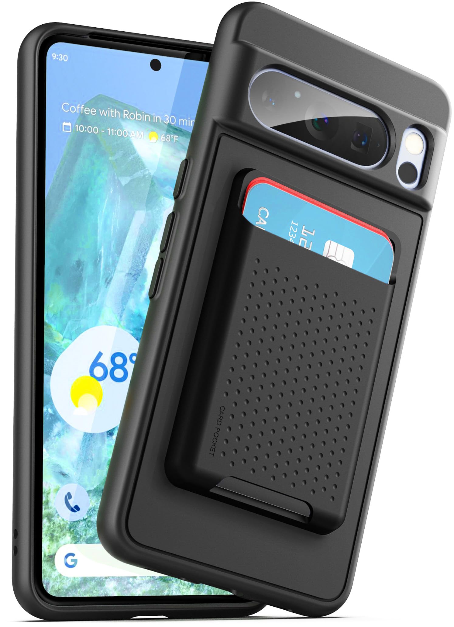 Encased Wallet Case For Google Pixel 8 Pro With Magnetic Card Holder (Compatible With Magsafe) Black