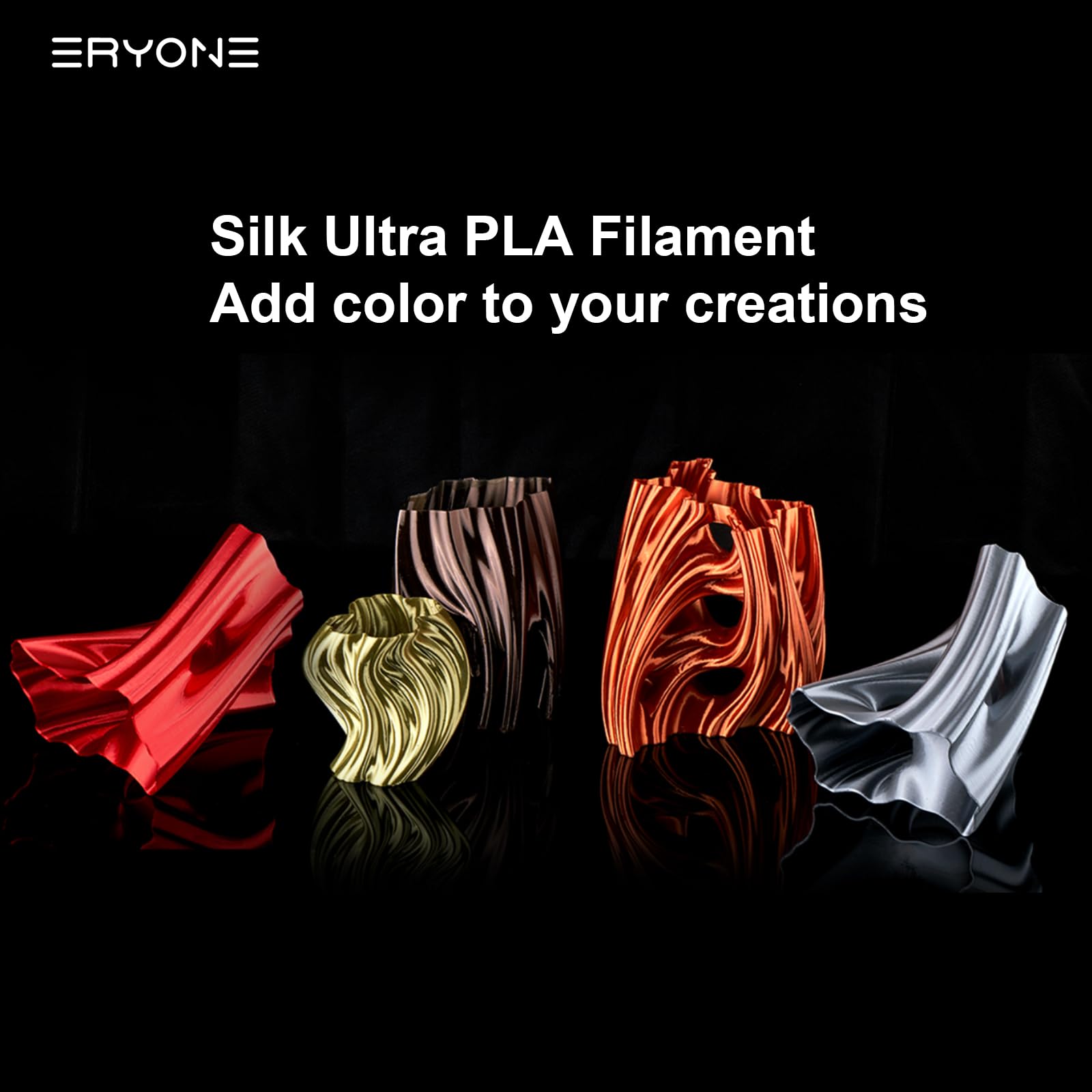 Eryone Ultra Silk Pla Filament For 3D Printer, 1.75M +/  0.03Mm, 1Kg (2.2Lbs)/Spool, Ultra Silk Dark Gold
