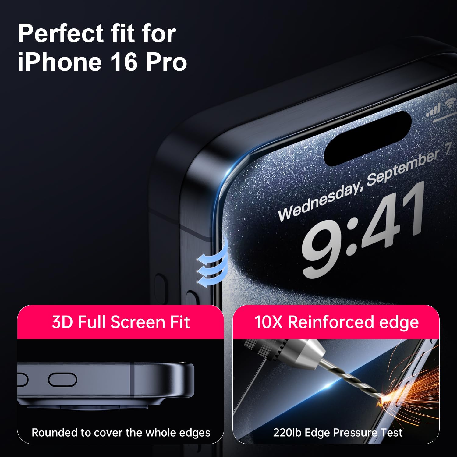 X It 3 Pack Privacy Screen Protector For Iphone 16 Pro (6.3''), 9H+ Tempered Glass, Auto Dust Removal, Military Grade Protection