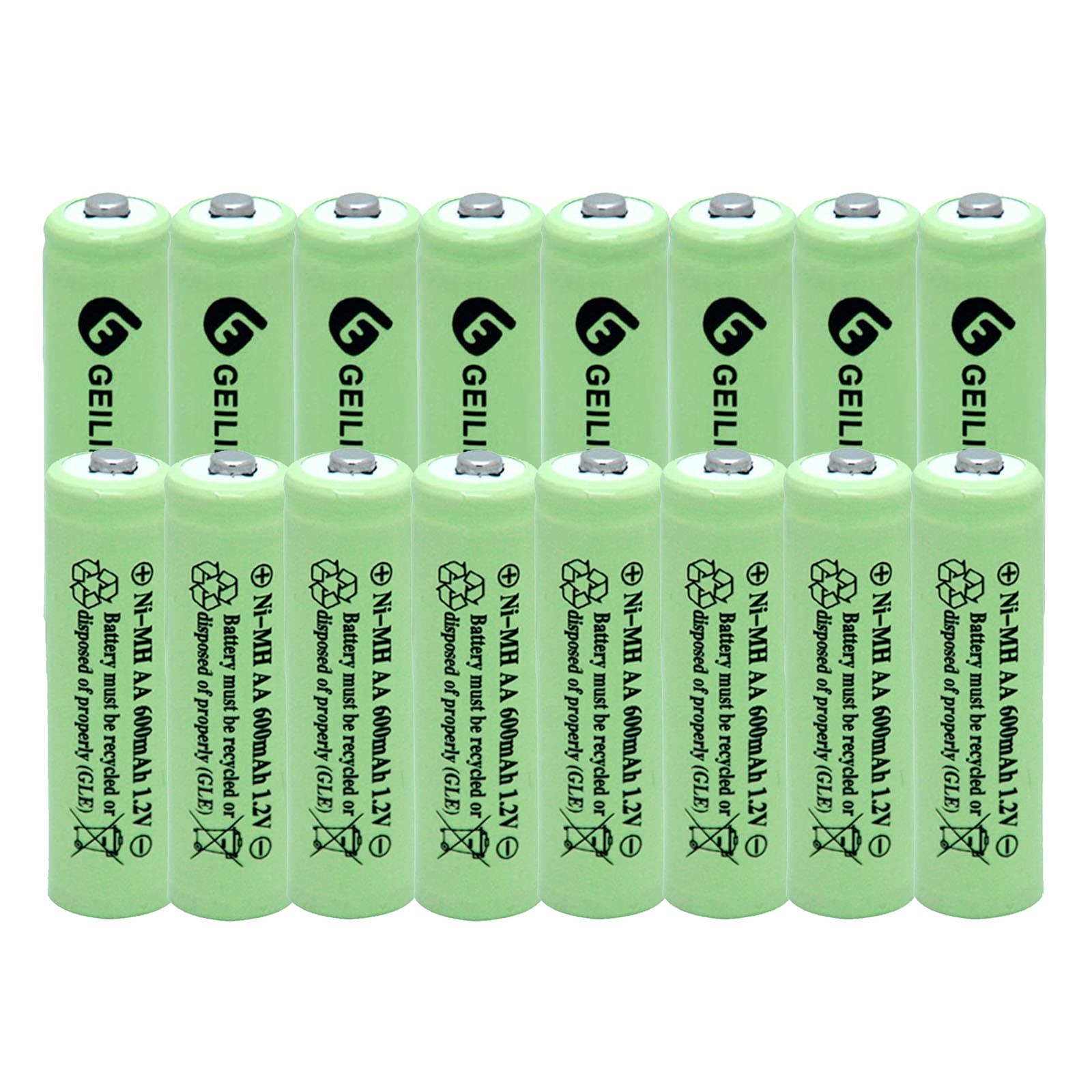 Baobian Aa 600Mah 1.2V Nimh Rechargeable Batteries For Solar Light,Solar Lamp,Garden Lights Green (16 Pcs)