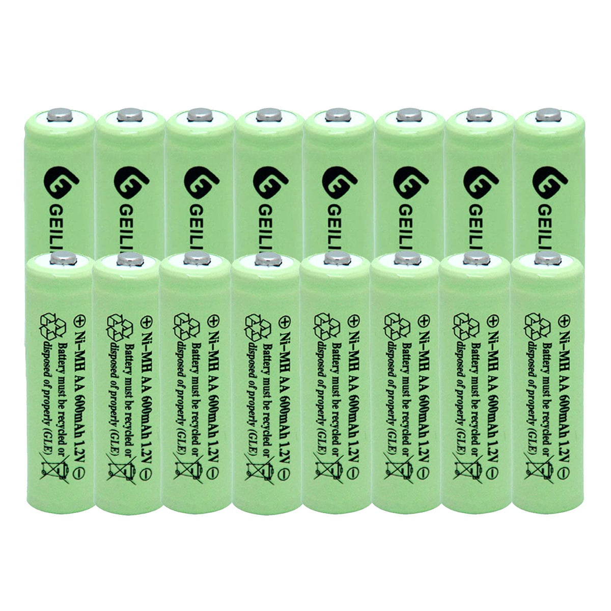Baobian Aa 600Mah 1.2V Nimh Rechargeable Batteries For Solar Light,Solar Lamp,Garden Lights Green (16 Pcs)