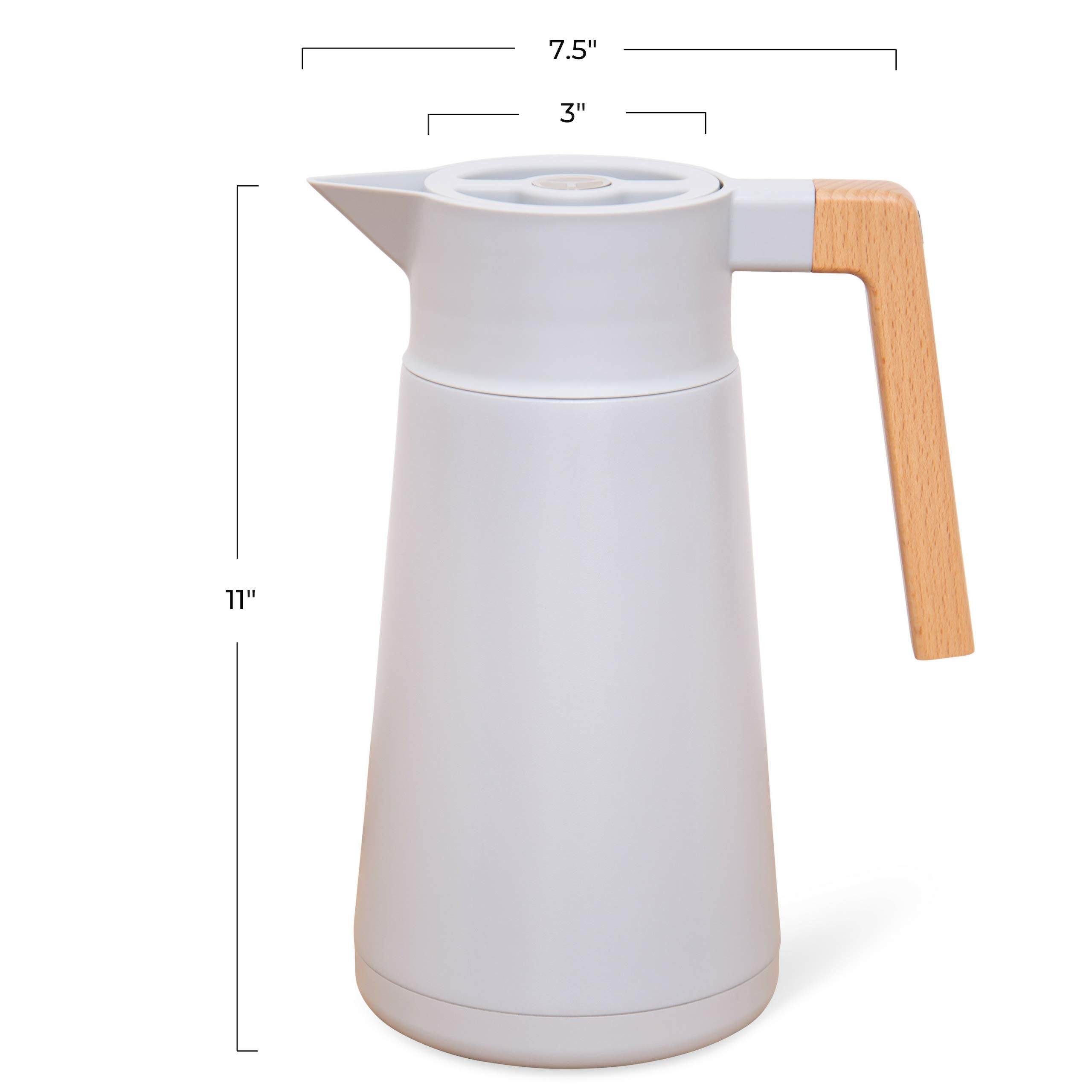 HASTINGS COLLECTIVE Thermal Coffee Carafe - 68 Oz Stainless Steel Insulated Beverage Dispenser, Gray, Model HCVENGRY
