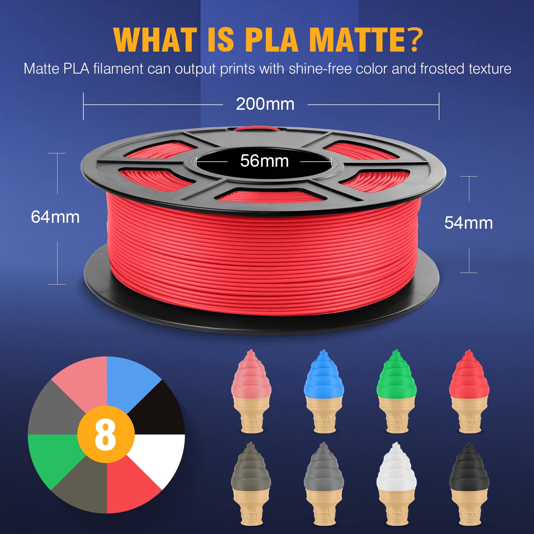 Sunlu 3D Printer Filament Pla Matte 1.75Mm, Neatly Wound Filament, Smooth Matte Finish, Print With 99% Fdm 3D Printers, 1Kg Spoo
