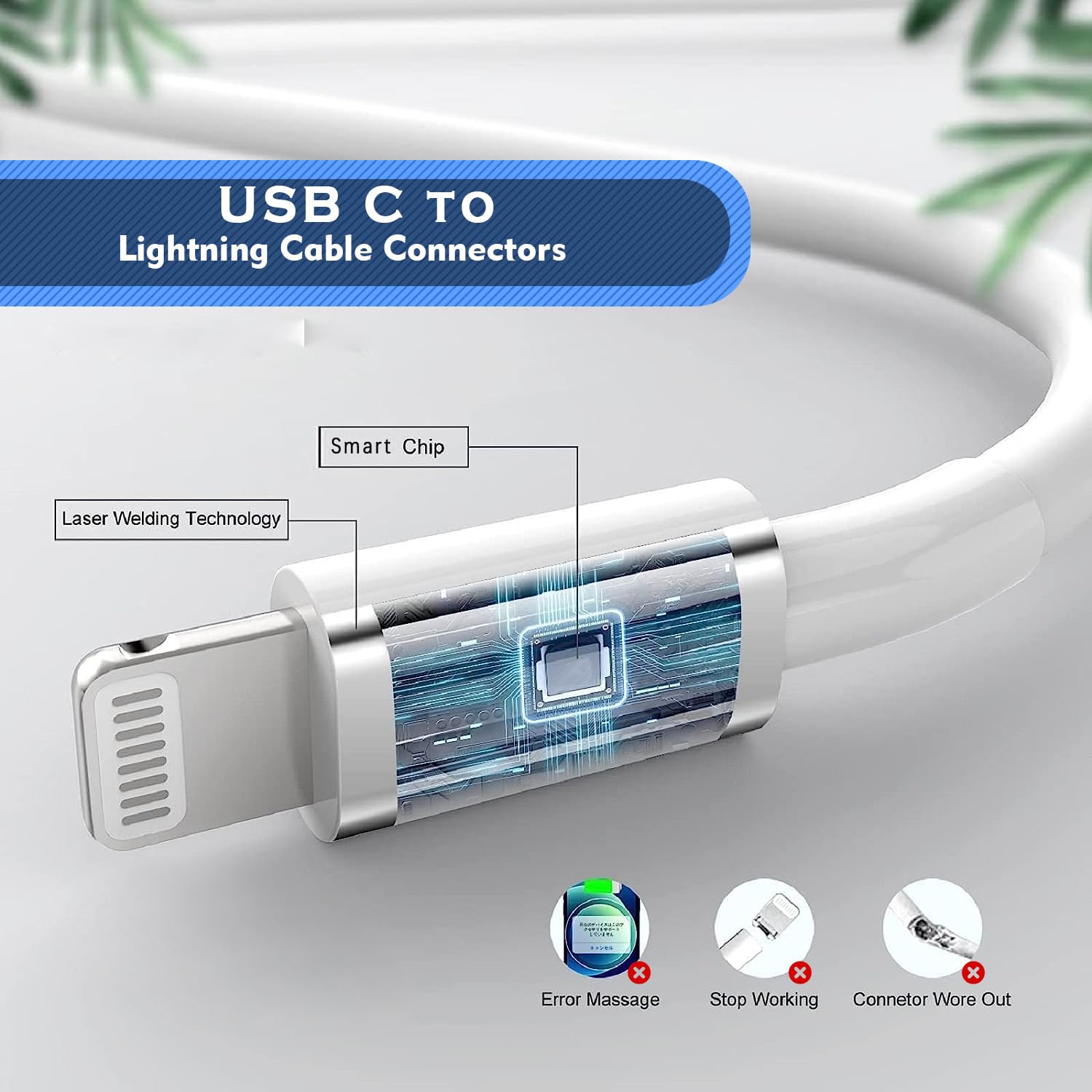 Long Apple Iphone Fast Charger [Apple Mfi Certified] 2Pack Pd Type C Wall Charger Fast Charging Apple Adapter 6.6Ft Usb C To Lig