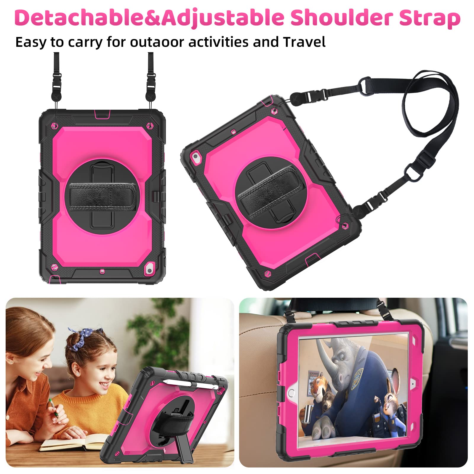 Blosomeet Case For Ipad 9Th Generation 2021 10.2 Inch With Tempered Glass Screen Protector & Pencil Holder,Protective Kids Ipad