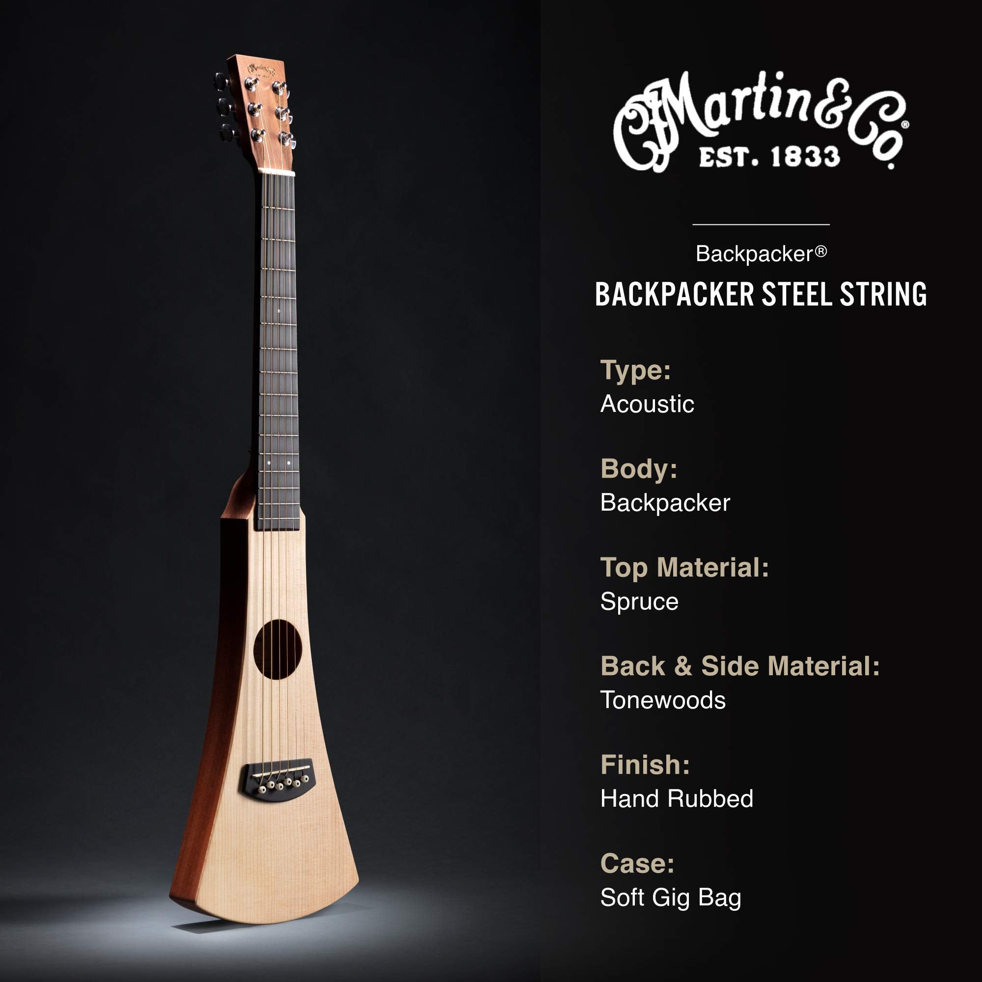 Martin Steel String Backpacker Travel Guitar With Bag