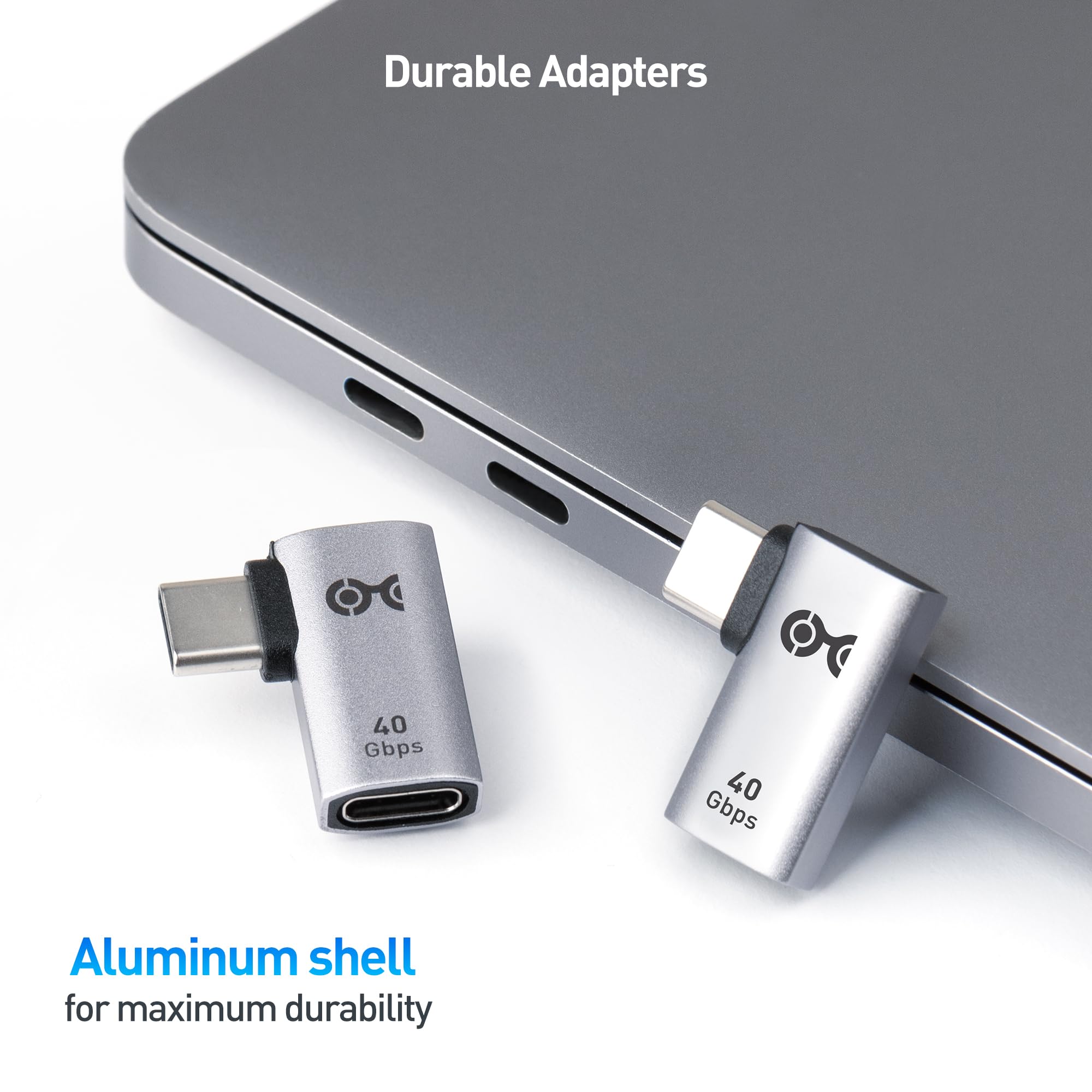 Cable Matters 2 Pack 40Gbps Flat Right Angle USB C Adapter, Up to [4K@240Hz Video, 240W Charging, 40Gbps Data Transfer] 90 Degree USB C Adapter, Compatible with Thunderbolt 4, iPhone 16, Steam Deck
