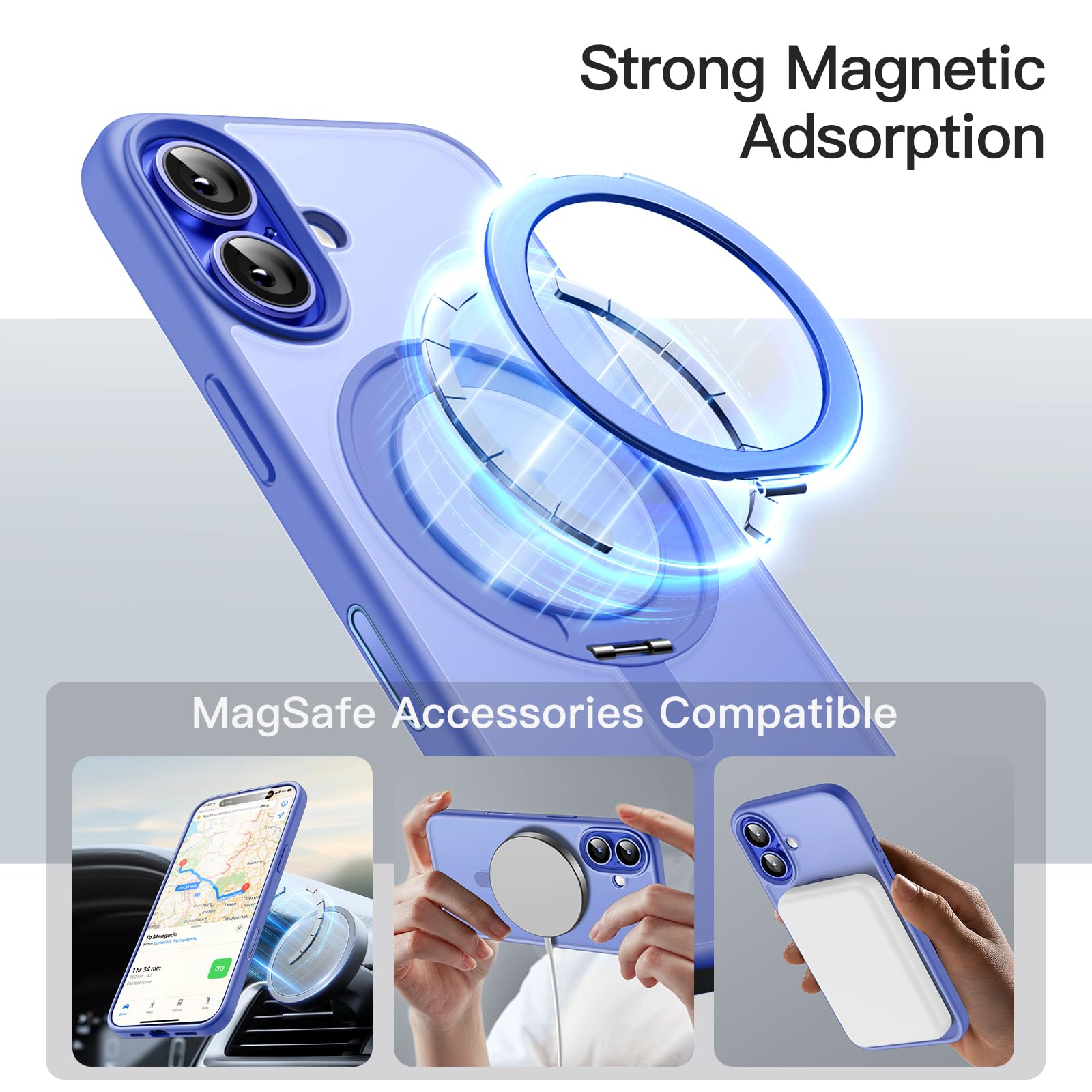 Jetech 360 Degree Rotatable Ring Case For Iphone 16 6.1-Inch With Camera Control Button, Compatible With Magsafe, Slim Shockproo