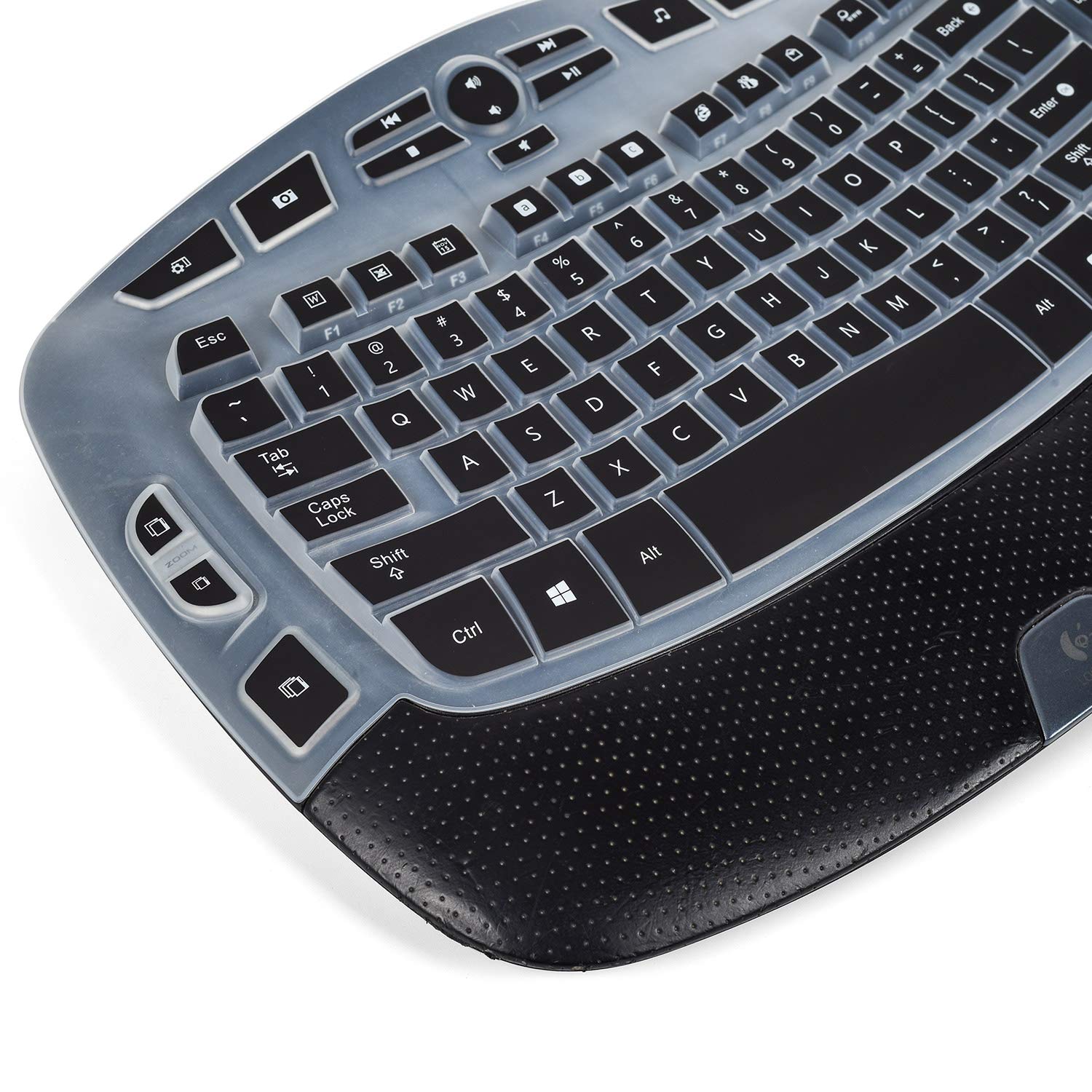 Ikammo Keyboard Cover For Logitech Mk570 K350 Mk550 Wireless Wave Keyboard, Black Silicone Skin With Waterproof, Dust Proof Prot