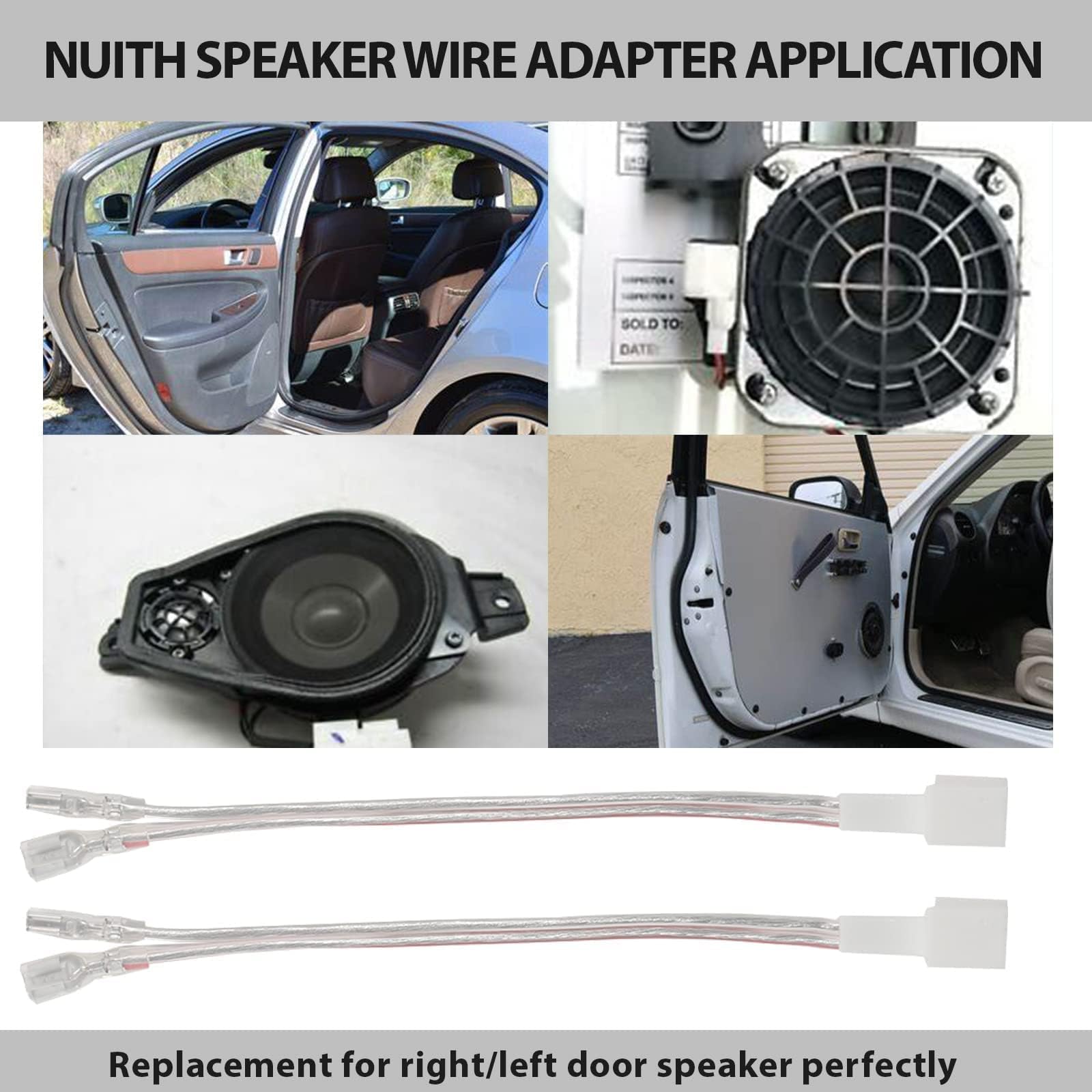 Nulth Front Door Speaker Wiring Harness Adapter Replacement For Hyundai Accent/Azera/Tucson 2005 2021 Dashtweeter Speaker Connec
