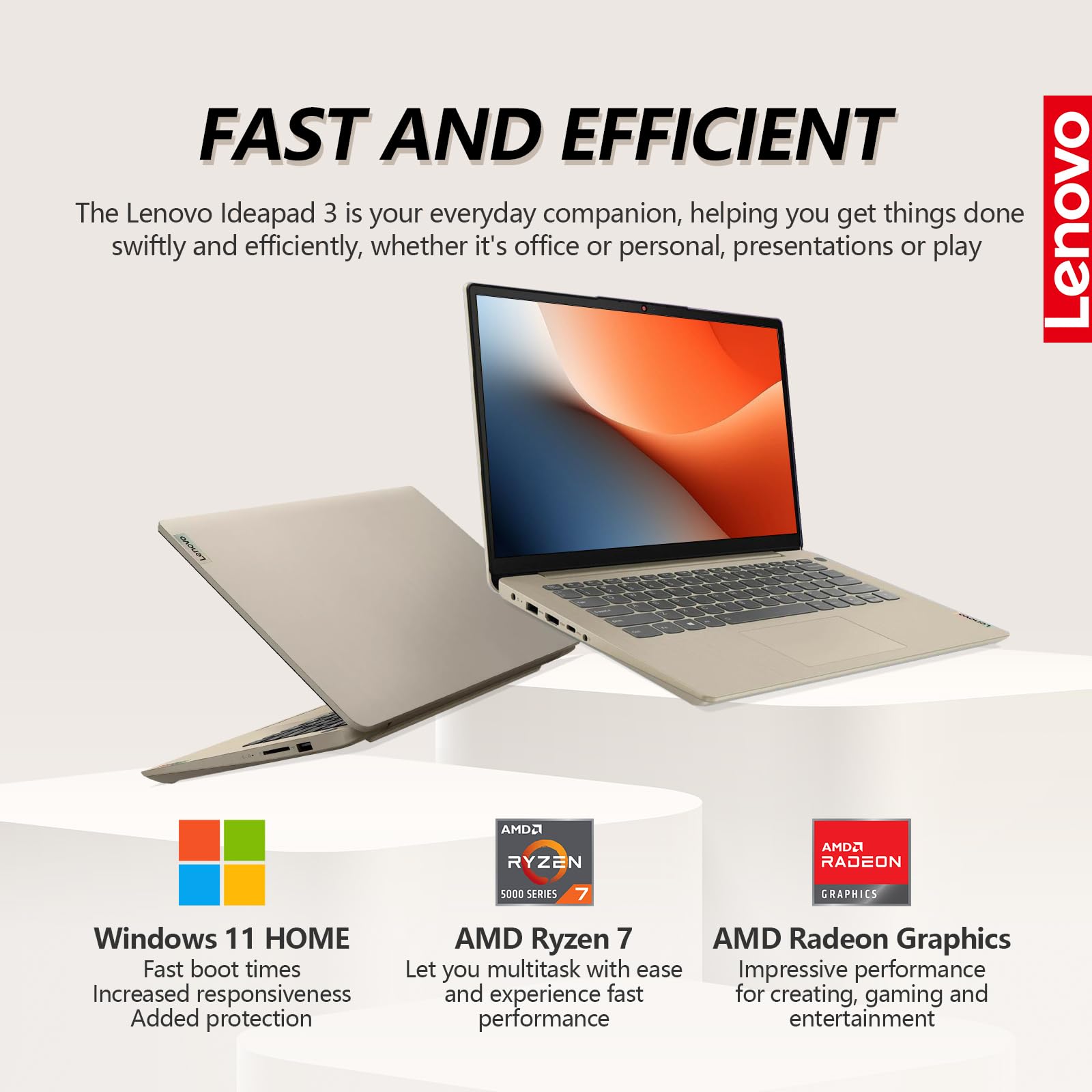 Lenovo Ideapad 3 Laptop Computer, Fhd Ips Thin Lightweight 14 Inch Laptop Pc, Amd Ryzen 7 8-Cores Notebook Computer | 36Gb Ram 1
