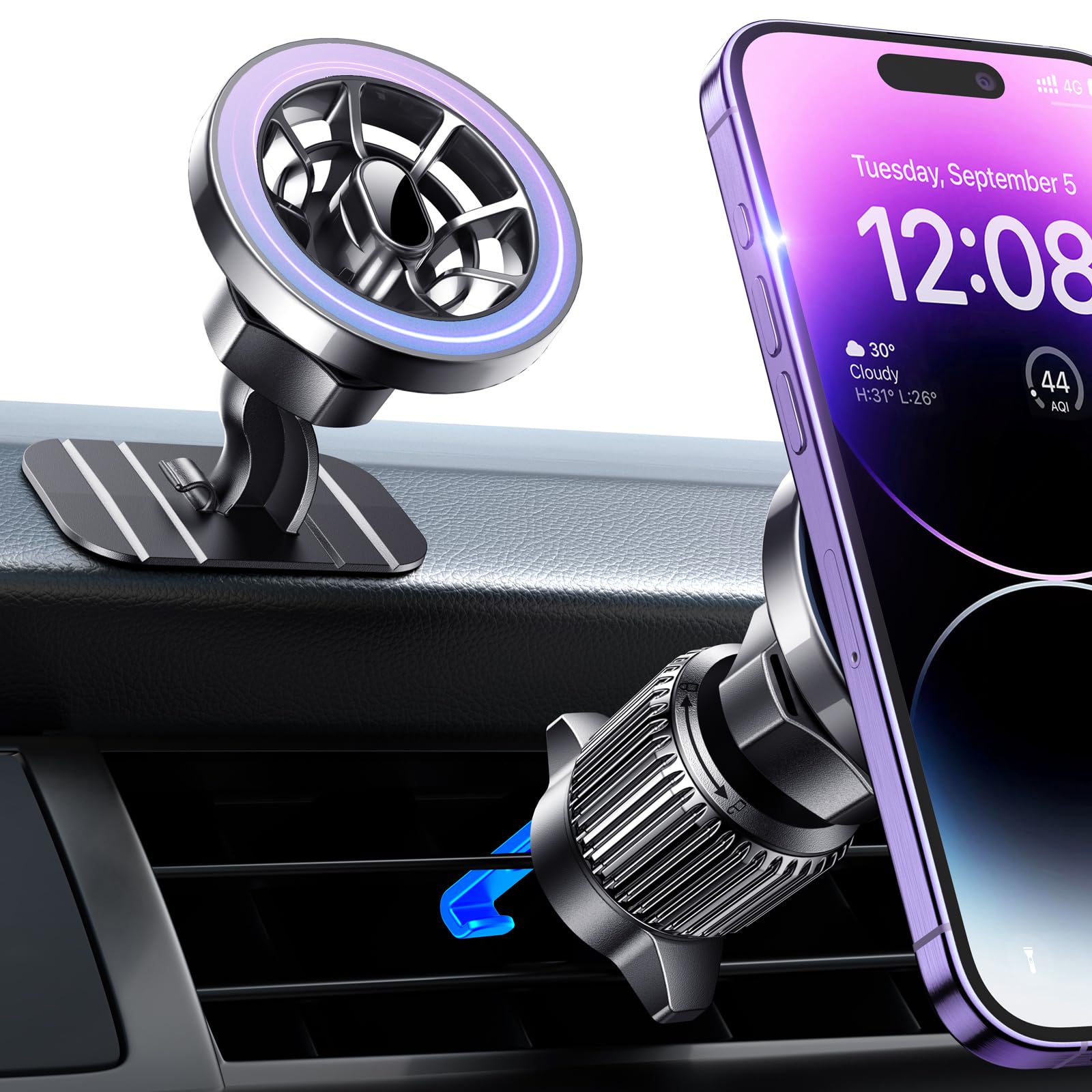 For Magsafe Car Mount, [Strong Magnets] Magnetic Phone Holder For Car Phone Holder Mount Dash Vent [360 Rotation]Iphone Car Moun