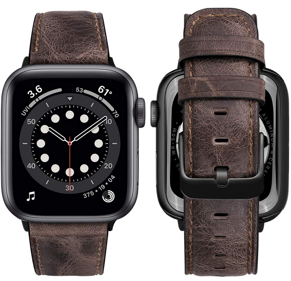 Mrotech Compatible With Apple Watch Band 49Mm 45Mm 44Mm 42Mm Men Women Genuine Leather Strap Wrist Bands Replacement For Iwatch 
