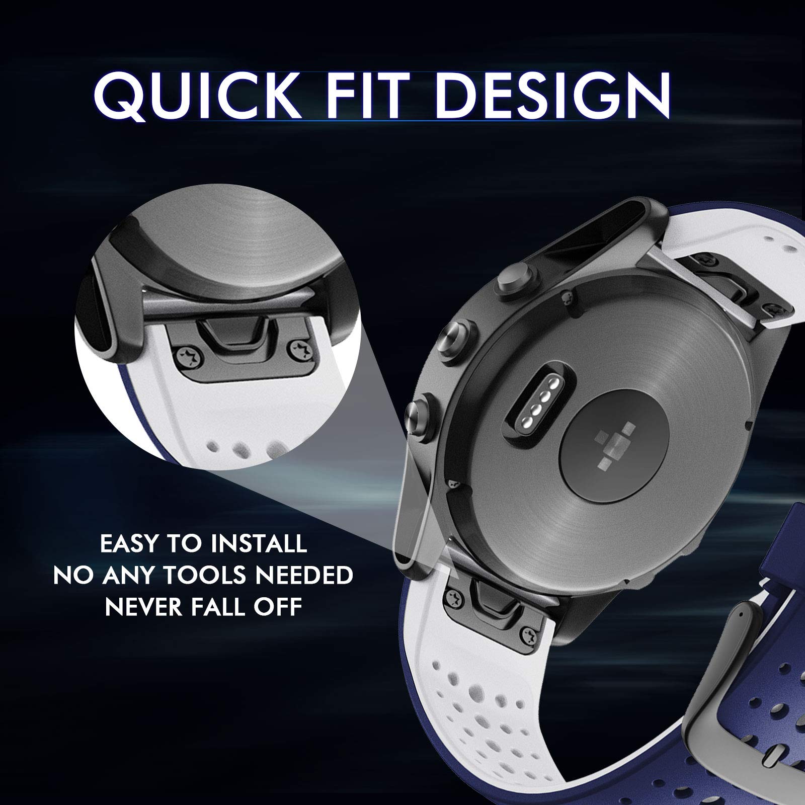 Notocity For Fenix 6 Band 22Mm Silicone Watch Bands For Fenix 7/Fenix 6/ Fenix 5/Fenix 5 Plus/Fenix 6/Fenix 6 Pro/Forerunner 935