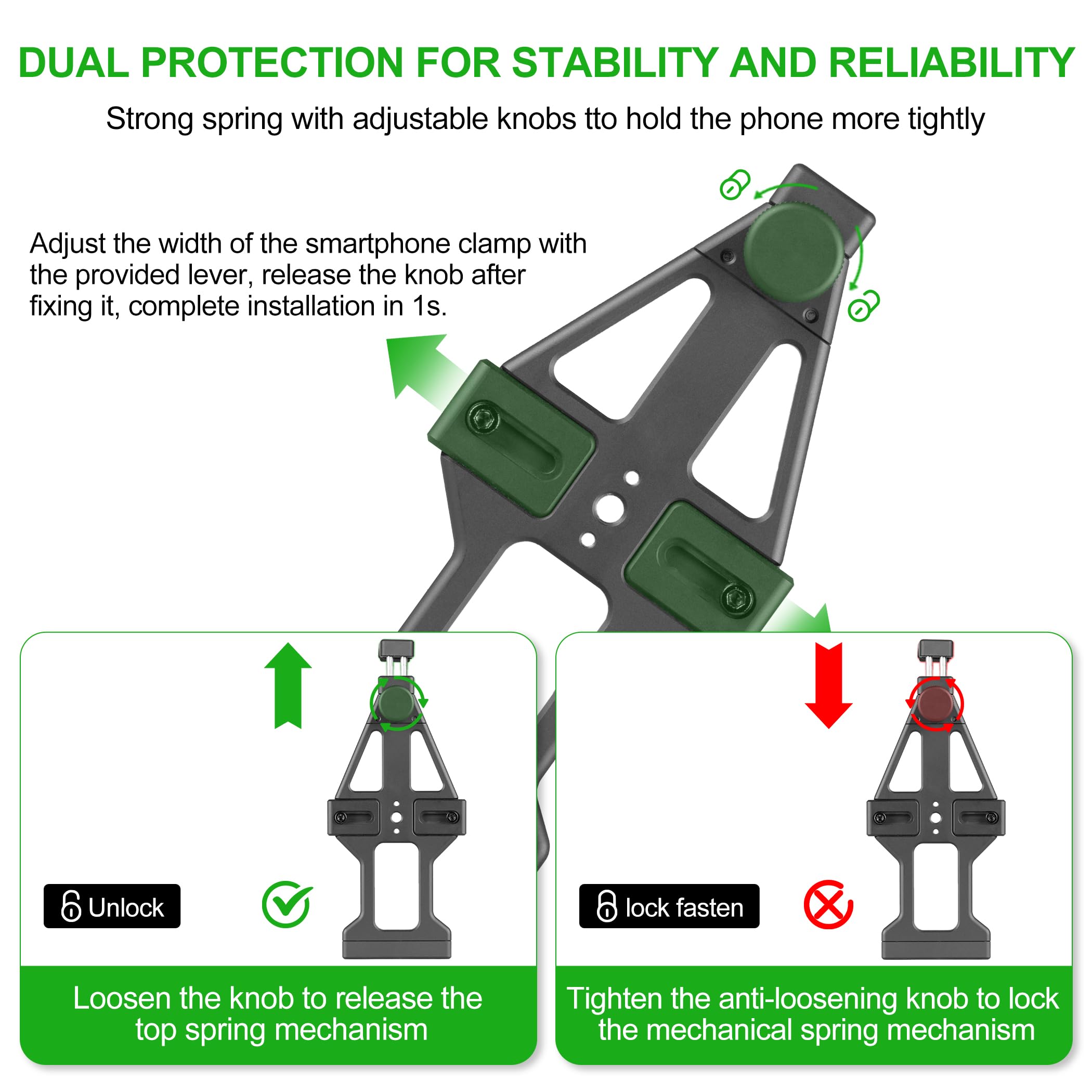 Fanaue Aluminum Motorcycle Phone Holder With 1'' Ball Head Adapter Compatible With Ram Mounts B Size Double Socket Arm & Bike Ph