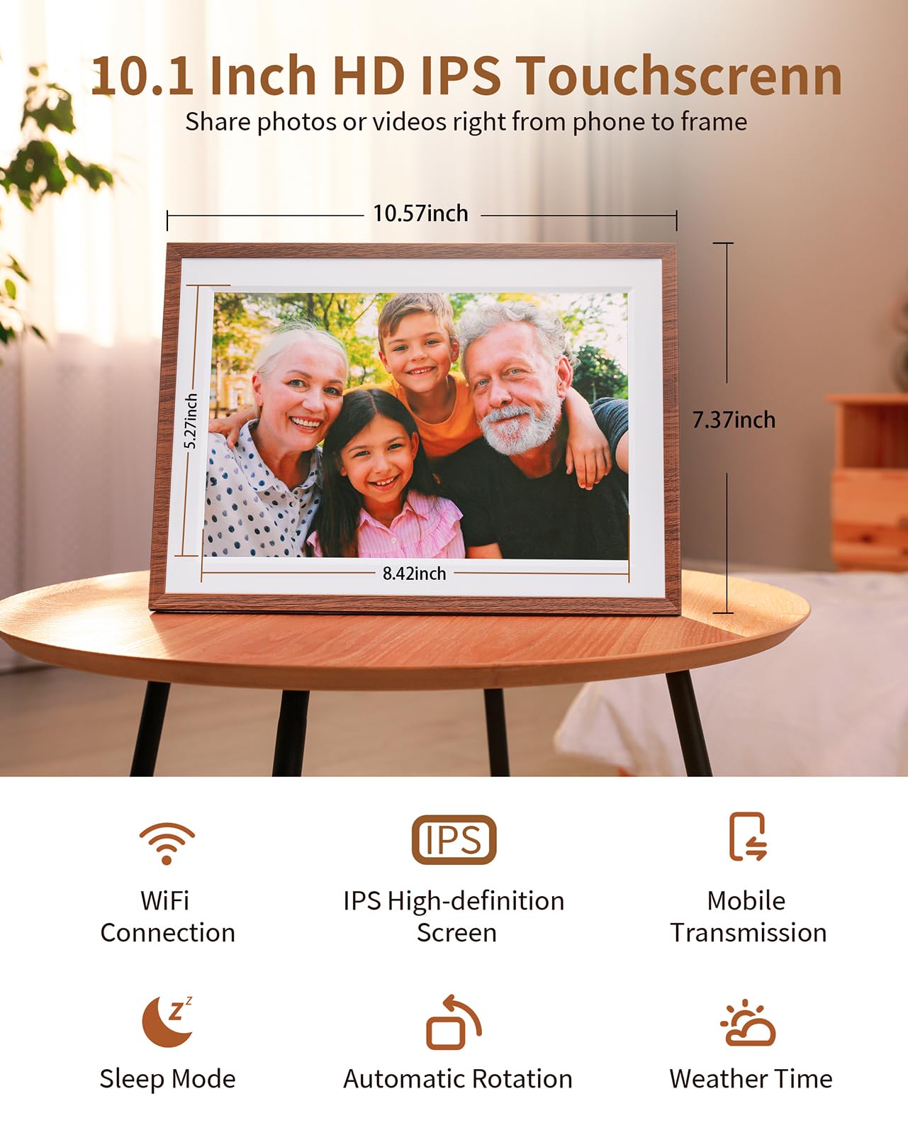 Mqqc Frameo 10.1 Inch Digital Picture Frame,Wifi Electronic Frame,1280 * 800Ips Hd Cloud Smart Digital Photo Frame,32Gb Storage,