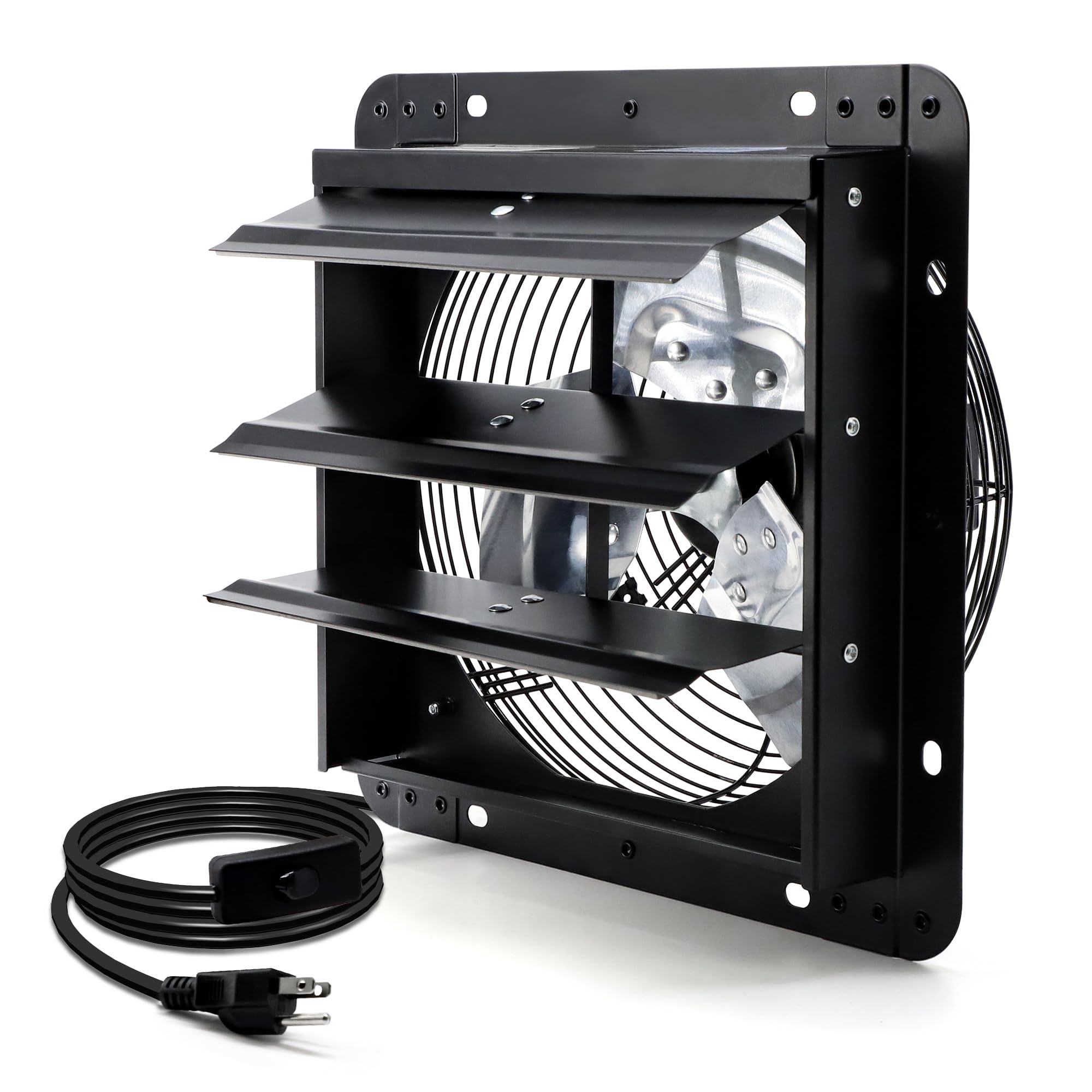 Hipoilk 10 Inch Wall Mounted Shutter Exhaust Fan With Thermostat And Speed Controller For Attic, Greenhouse, Shed, Garage, Chick