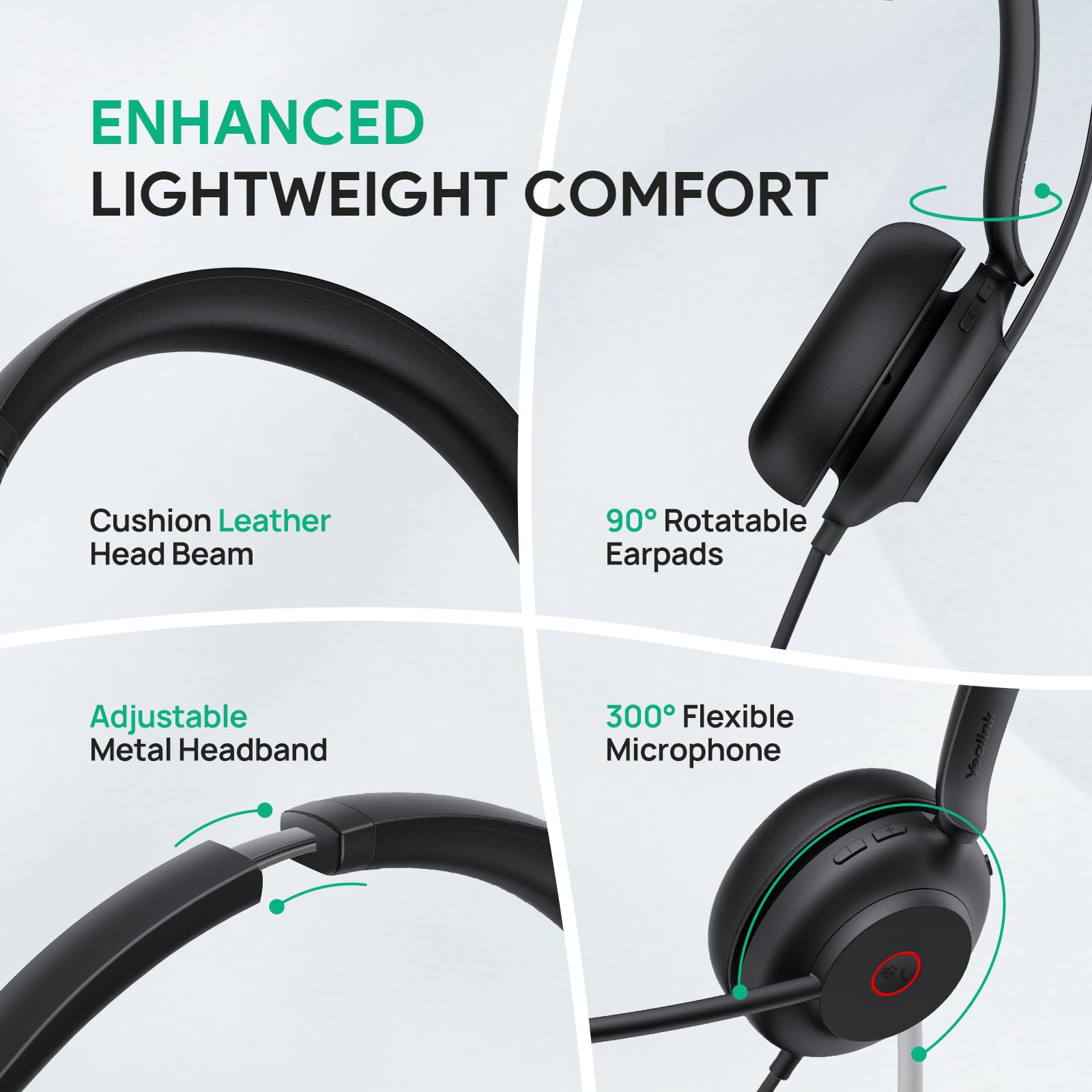 Yealink Uh35 Wired Headset, Usb Headset With Noise Cancelling Mic, Optimized For Skype And Zoom And Other Leading Conferencing P