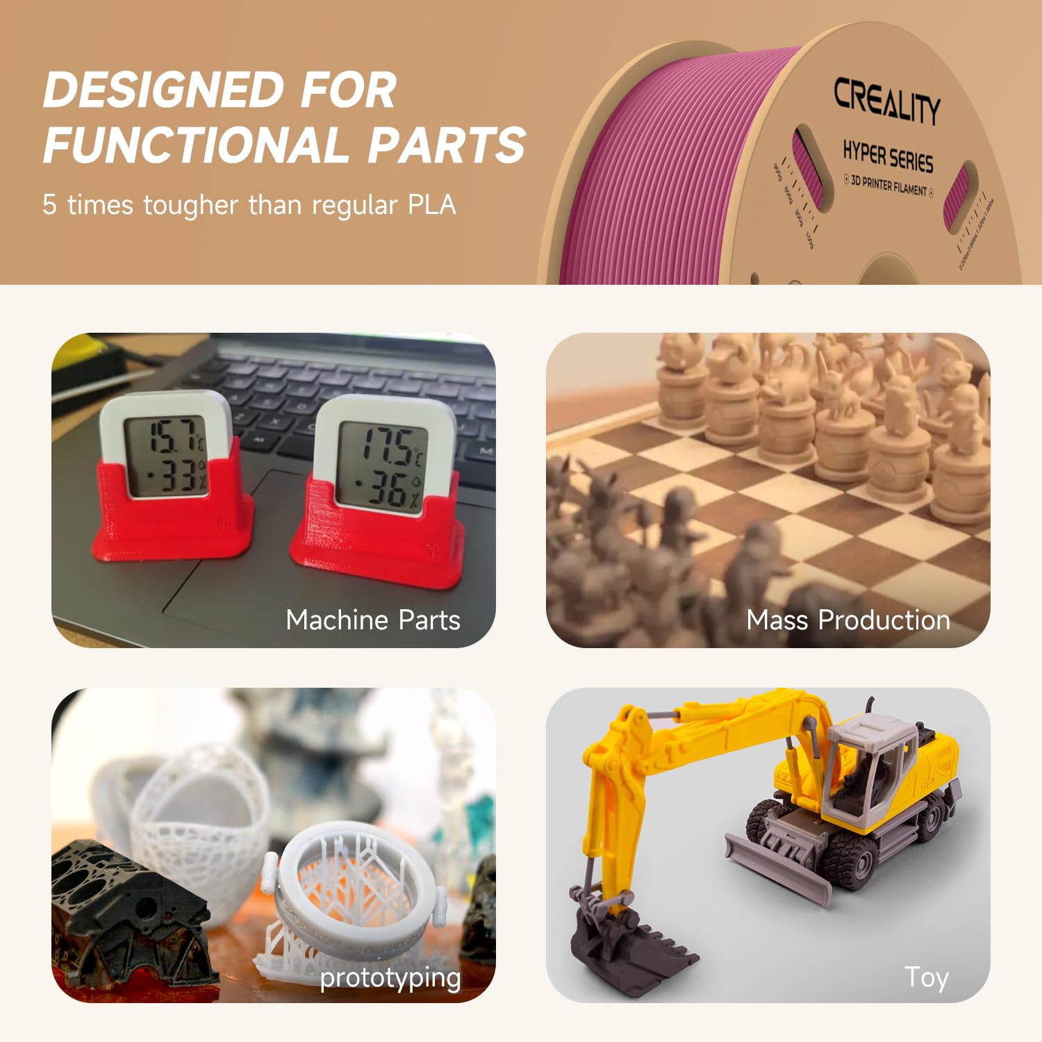 Official Creality Hyper Pla Filament 1.75Mm, High Speed Pla 30 600Mm/S 3D Printer Filament, Dimensional Accuracy +/ 0.02Mm, Fit