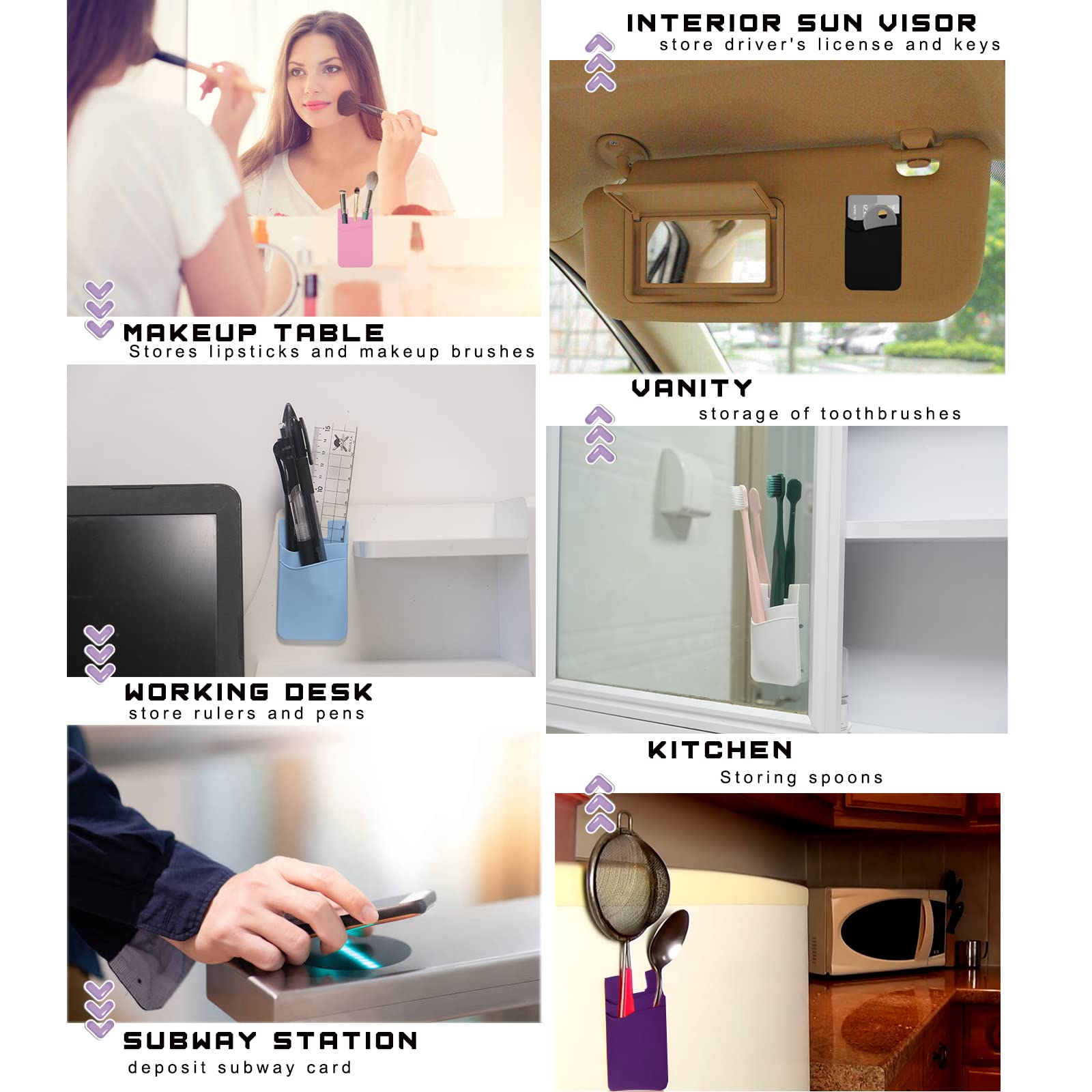 Meroqeel Card Holder For Phone Case, Sticky Wallet For Business, Id And Credit Card, Silicone Cellphone Sleeve For Android Iphon