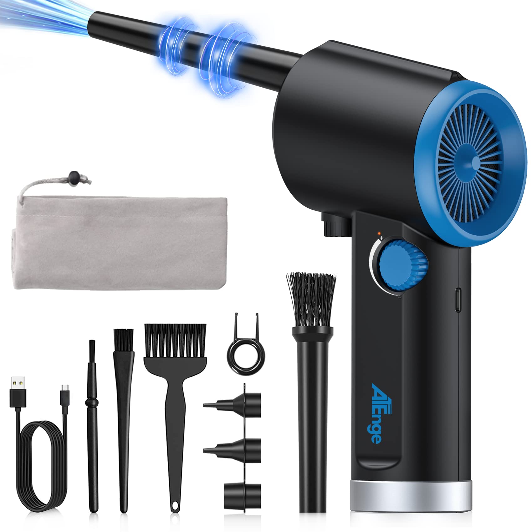 Atengeus Compressed Air Duster, Electric Air Duster, Cordless Air Duster For Computer, Stepless Speed, Keyboard Cleaner, Replace Canned Air, Brushless Motor, 6000Mah