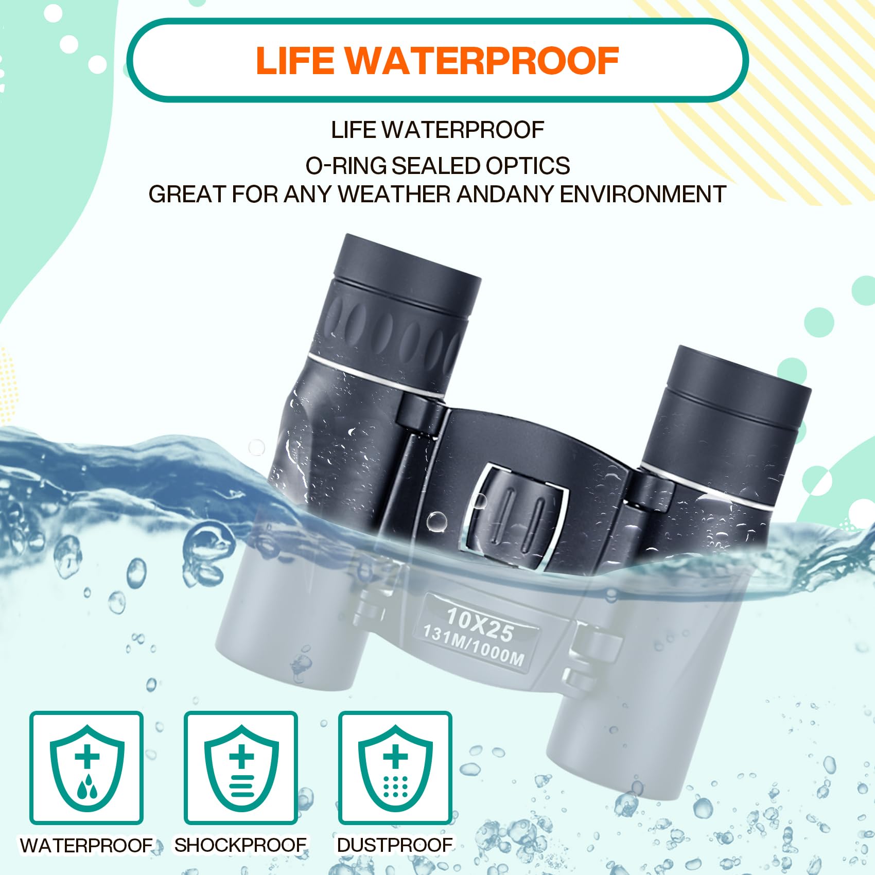 Midoo 2 Pack 10X25 Binoculars For Adults And Kids,Small Compact Binoculars With Clear Low Light Version For Bird Watching, Light