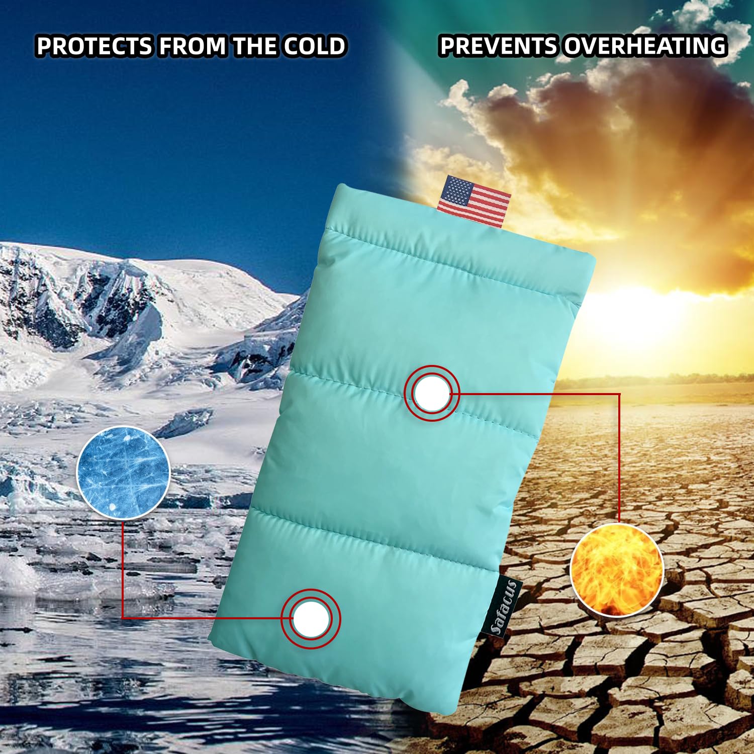 Safacus Thermal Phone Case Prevent Overheating In The Sun, Cellphone Pouch For Camping Prevents Freezing, Extends Battery Life,