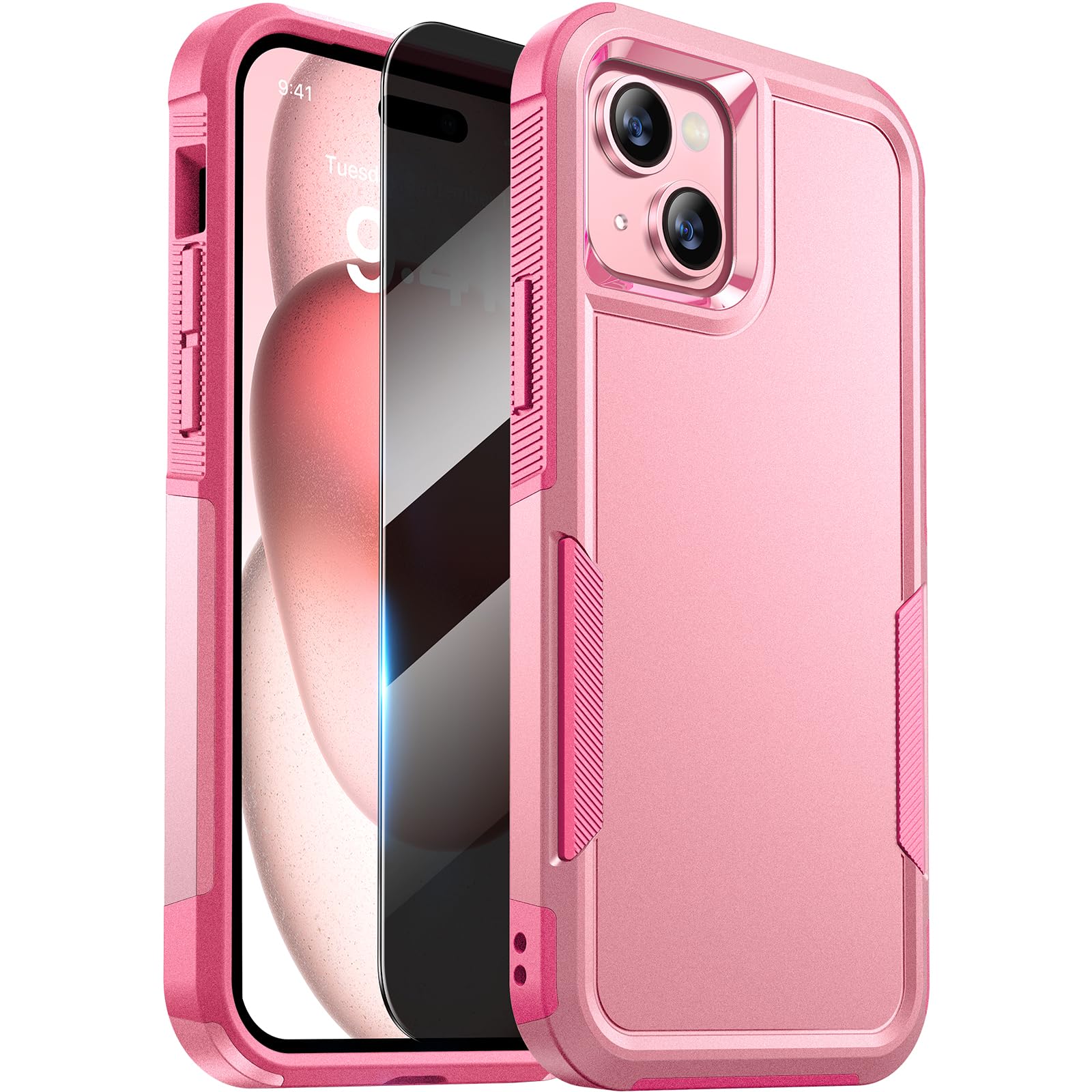 Diaclara Designed For Iphone15 Case, [With Privacy Screen Protector] [Anti Spy] [Military Grade Drop Protection] Heavy Duty Full