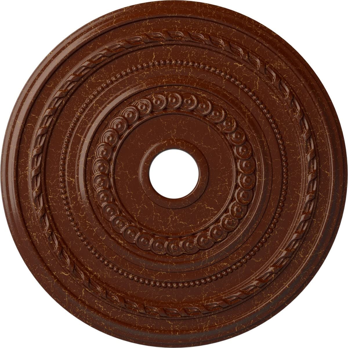 Ekena Millwork Cm25Cobmc Cole Ceiling Medallion, 25 3/8''Od X 3 3/8''Id X 1 3/8''P, Hand Painted Burnished Mahogany Crackle