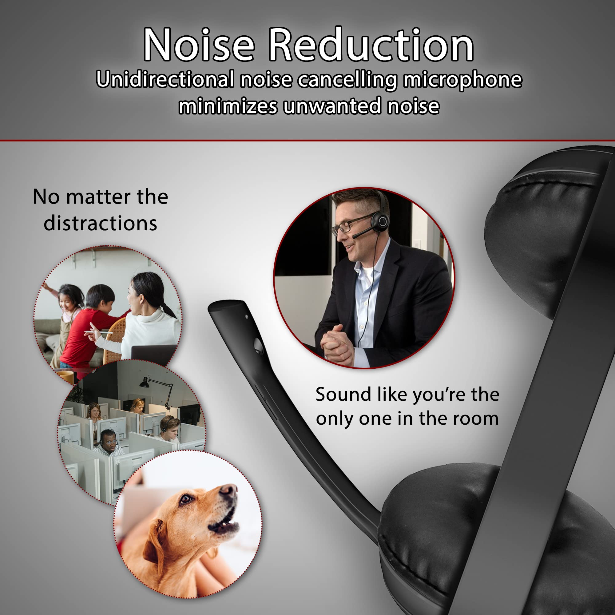 Cyber Acoustics AC-5812 Stereo Headset USB or 3.5mm Connection Adjustable Mic Black Plastic